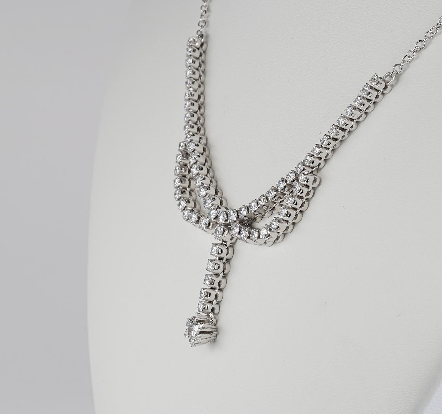 Contemporary 3.30 Carat Diamond F G VVS Glamour of the 1950s Necklace For Sale