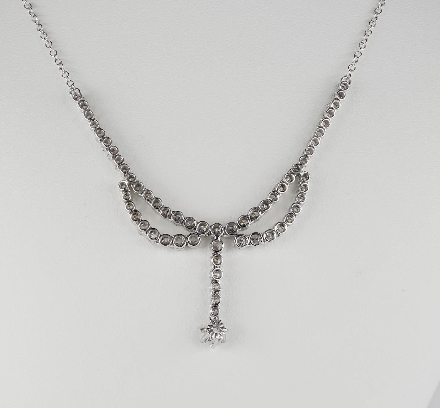 3.30 Carat Diamond F G VVS Glamour of the 1950s Necklace In Good Condition For Sale In Napoli, IT