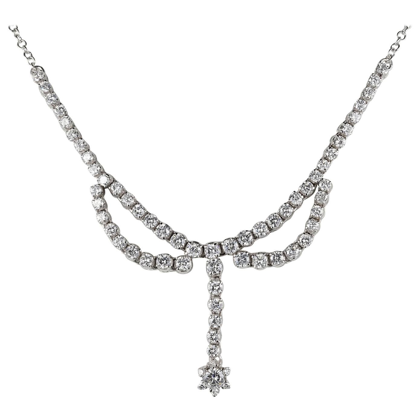 3.30 Carat Diamond F G VVS Glamour of the 1950s Necklace For Sale