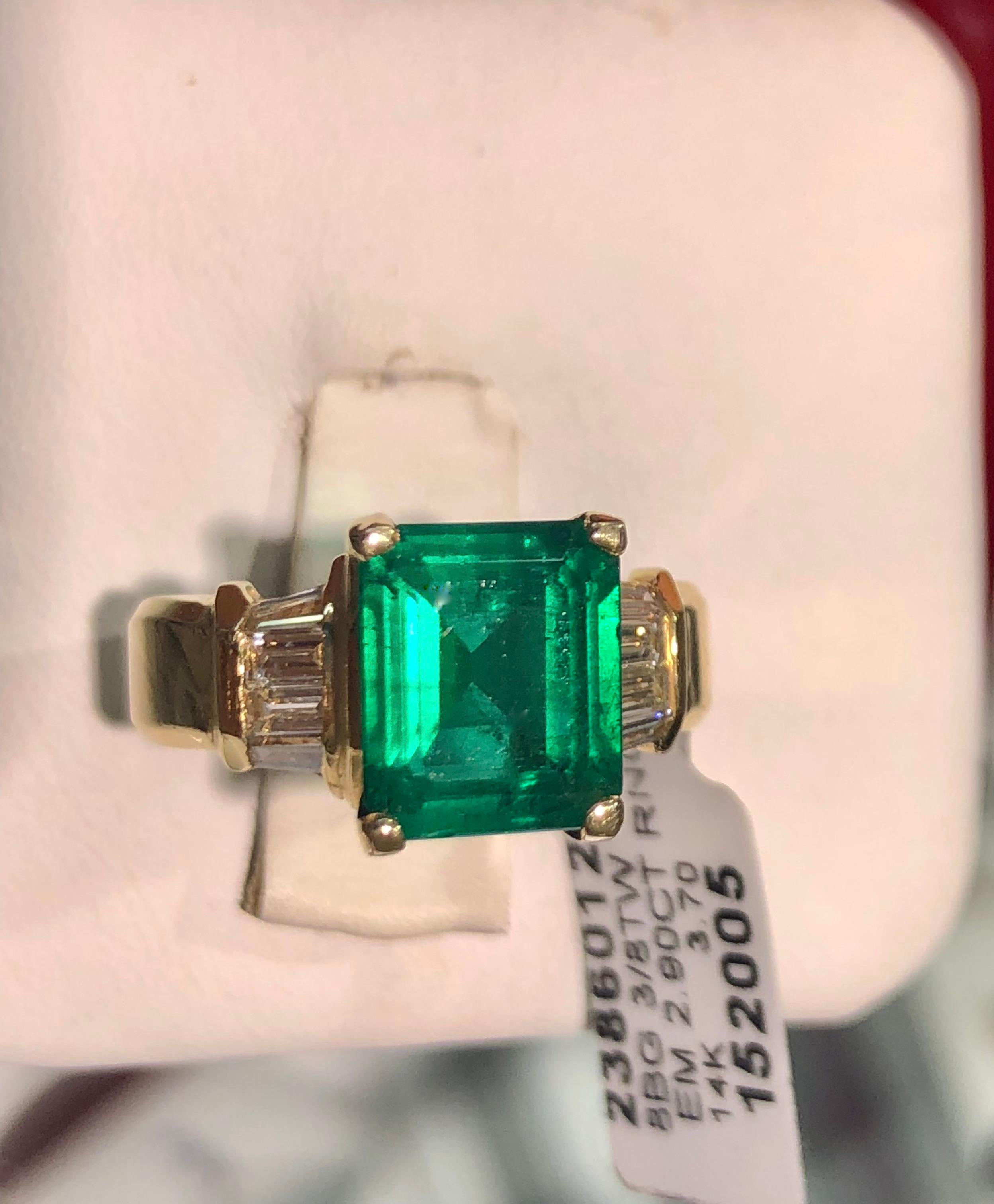 3.30 Carat Emerald and Diamond Estate Engagement Ring Gold For Sale at ...