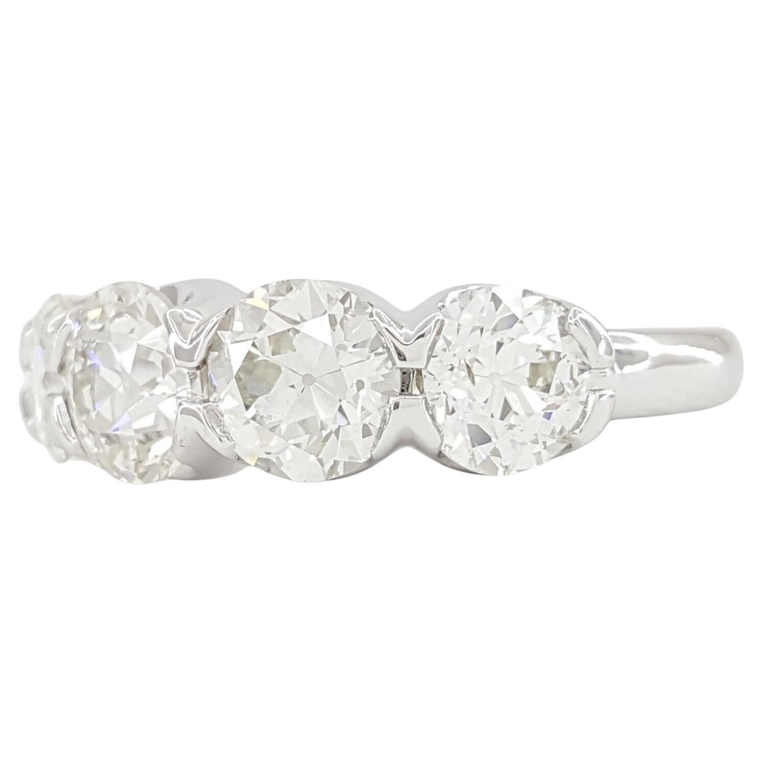Art Deco 3.30  Carat Five 5-Stone Old European Cut Diamond Ring.  For Sale