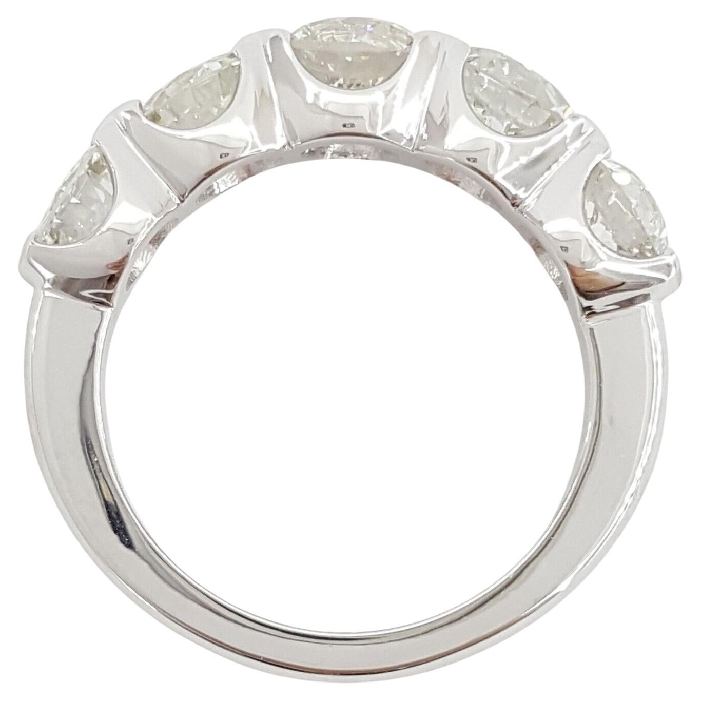 Women's 3.30  Carat Five 5-Stone Old European Cut Diamond Ring. 