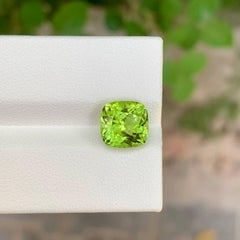 3.30 Carat Natural Loose Apple Green Peridot Cushion Shape Pakistani Gemstone