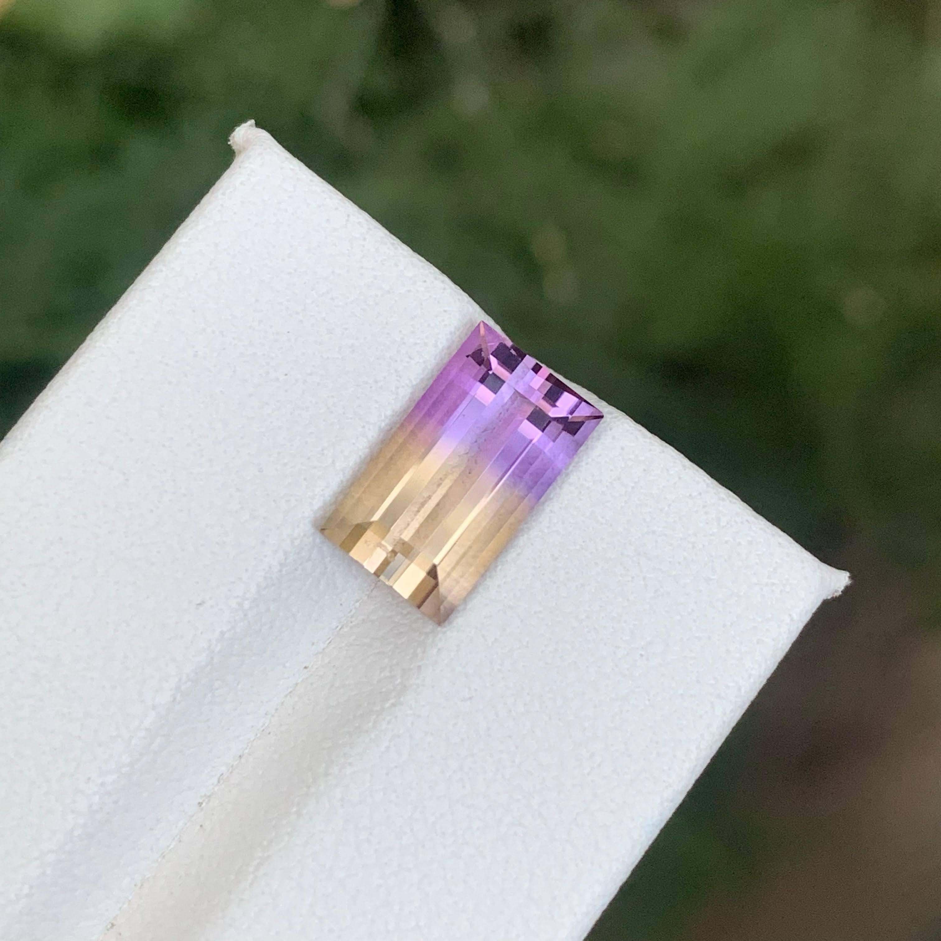 3.30 Carat Natural Loose Bi Color Ametrine Stone Baguette Cut Bolivian Gemstone For Sale 5