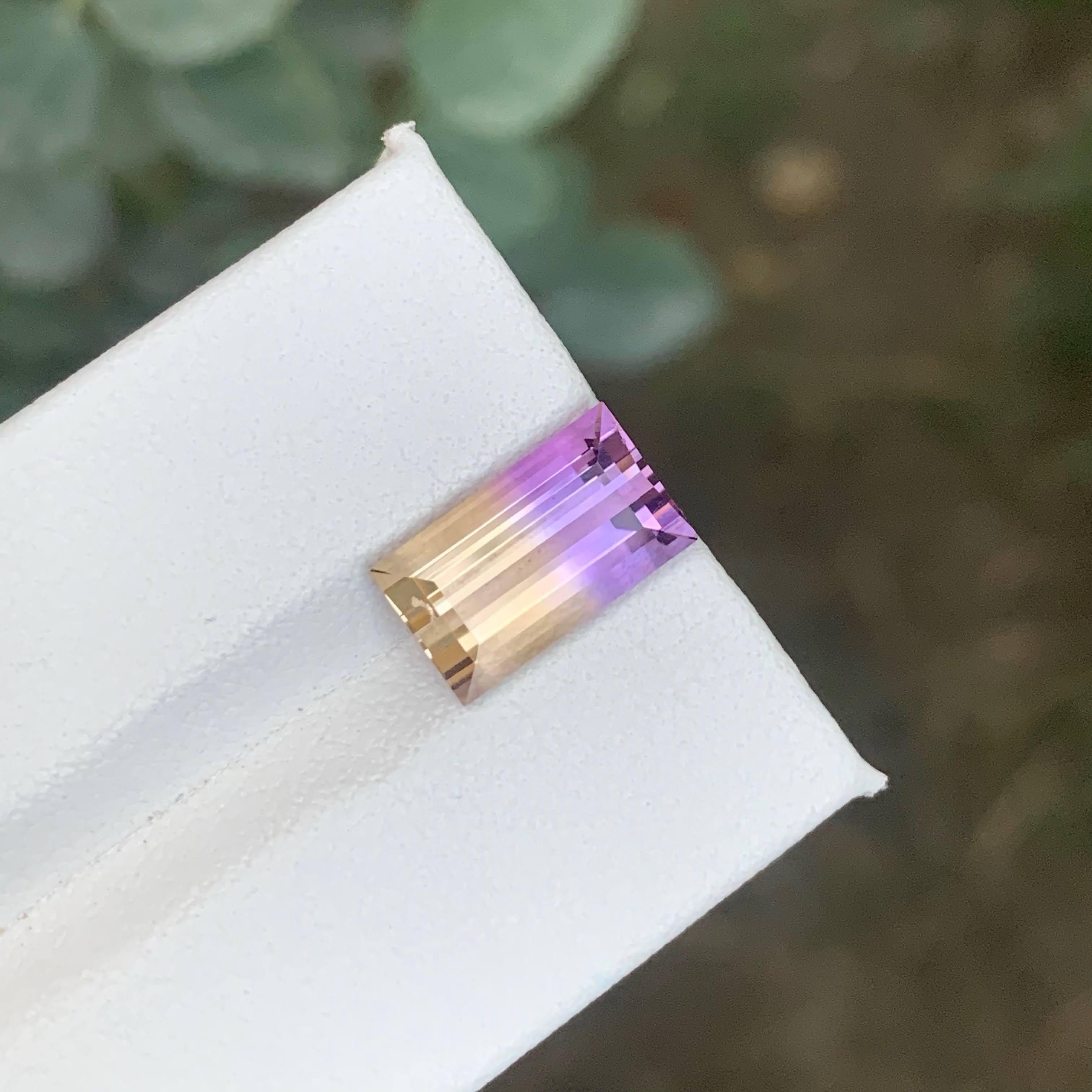 3.30 Carat Natural Loose Bi Color Ametrine Stone Baguette Cut Bolivian Gemstone For Sale 1