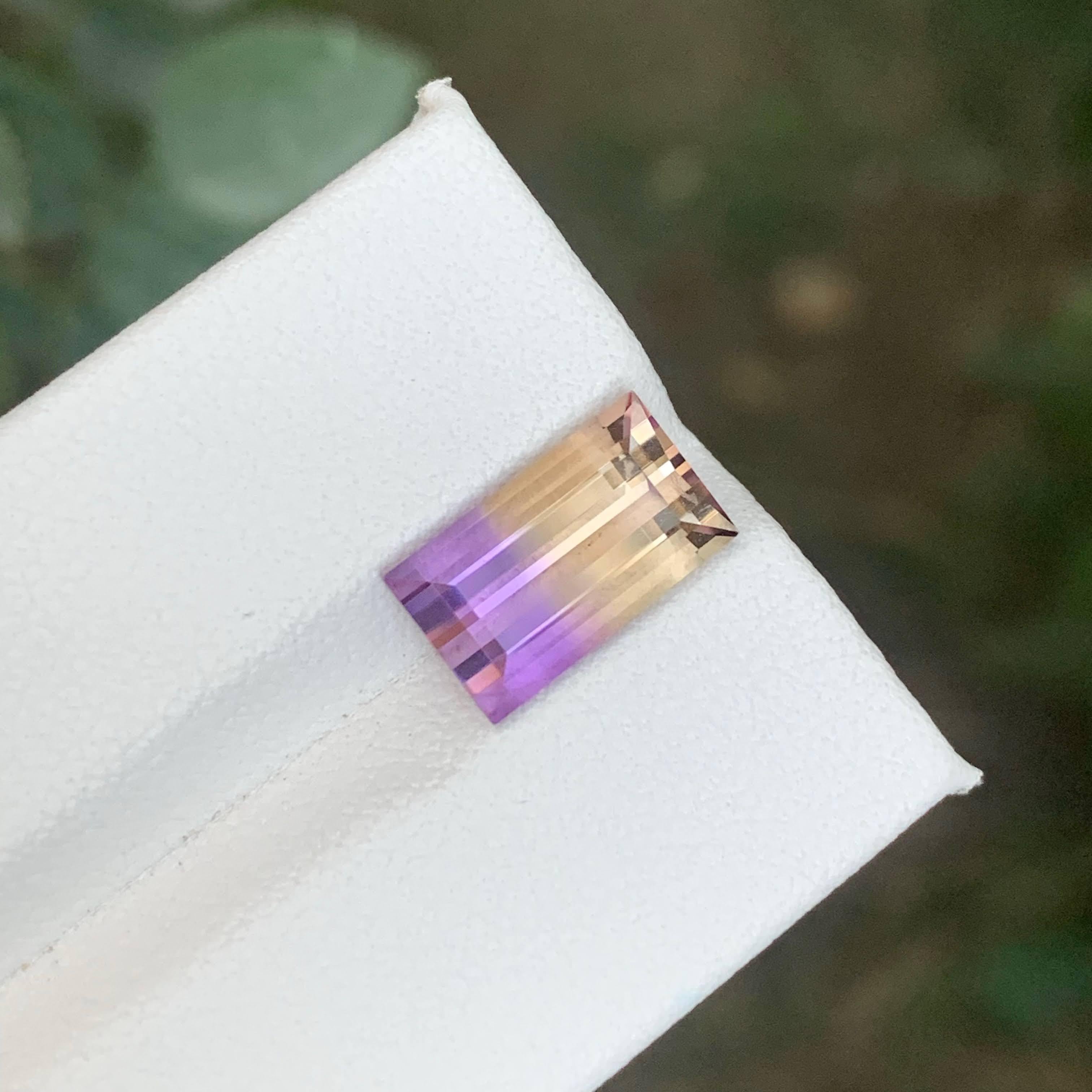 3.30 Carat Natural Loose Bi Color Ametrine Stone Baguette Cut Bolivian Gemstone For Sale 4