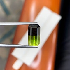 3.30 Carat Natural Loose Bi Color Tourmaline Emerald Cut Pakistani Gemstone