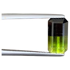 3.30 Carat Natural Loose Bi Color Tourmaline Emerald Cut Pakistani Gemstone