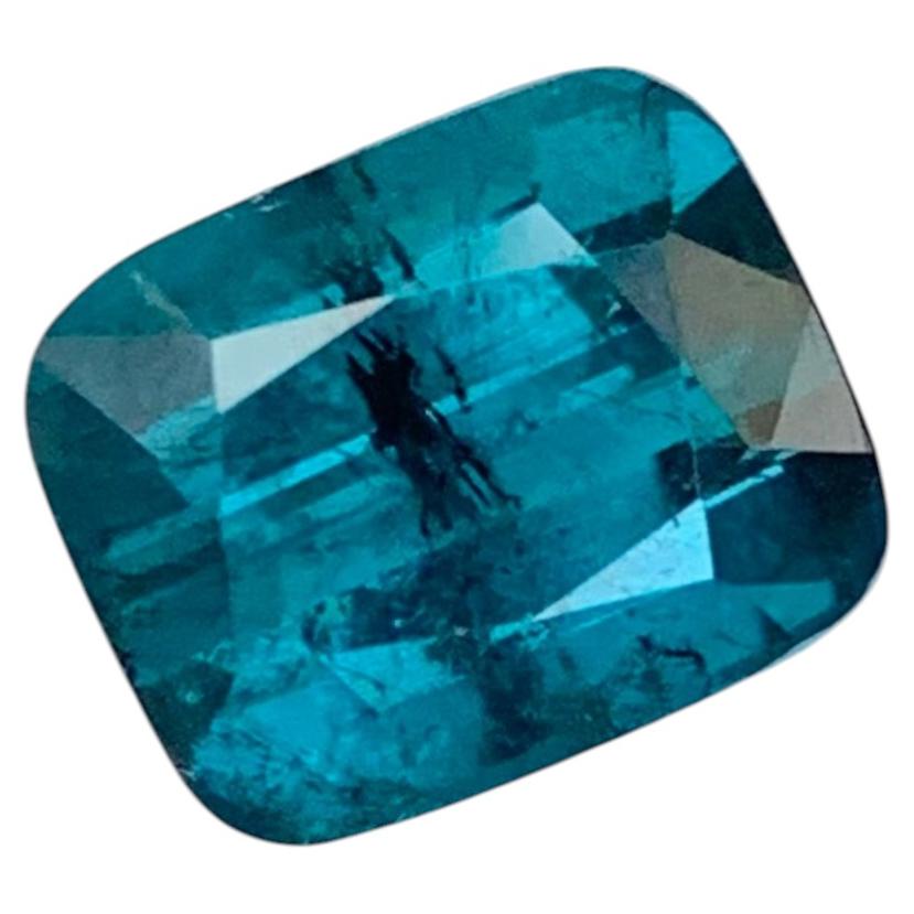 3.30 Carat Natural Loose Blue Tourmaline Cushion Cut Gemstone For Sale