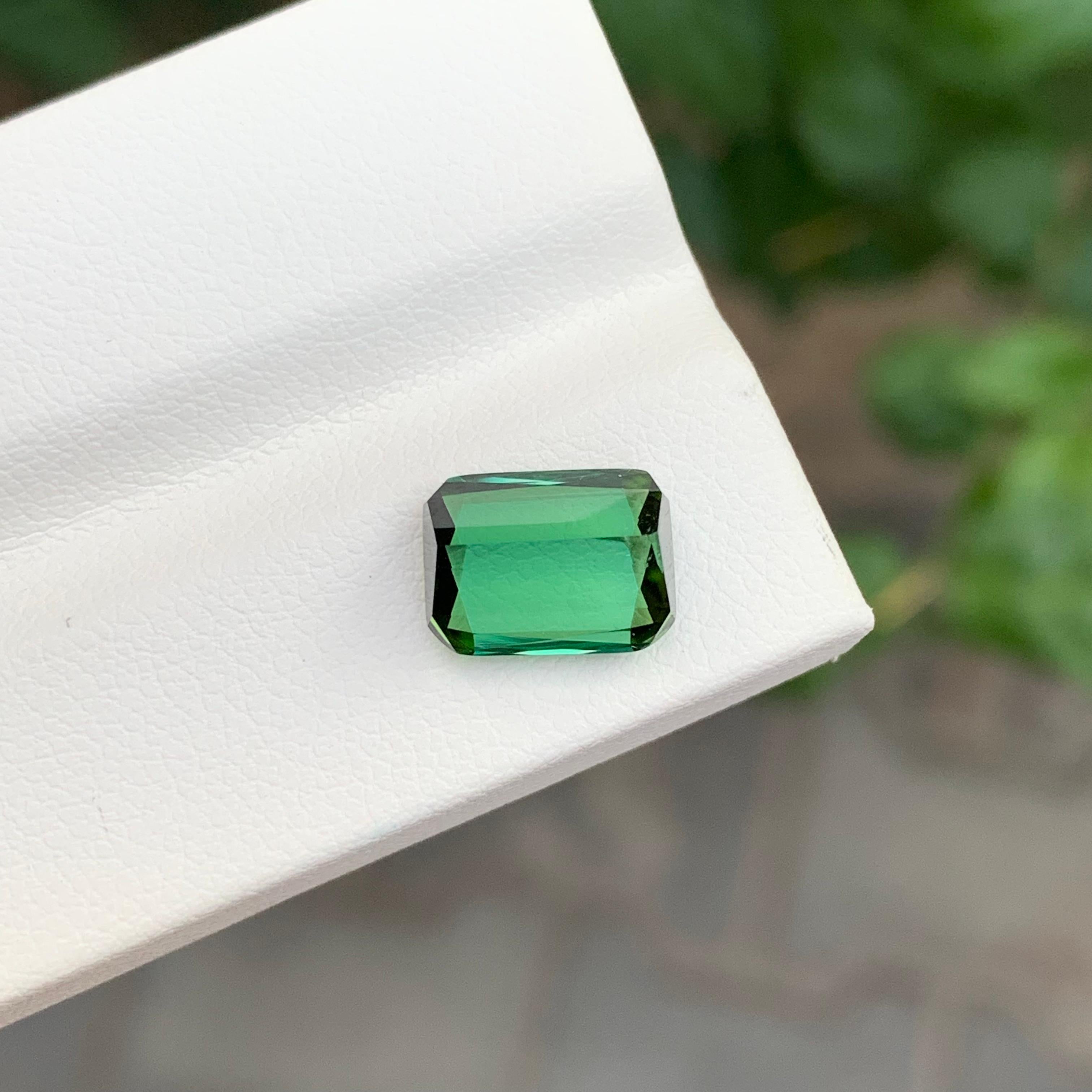 3.30 Carat Natural Loose Green Tourmaline Emerald Shape Gemstone For Sale 4