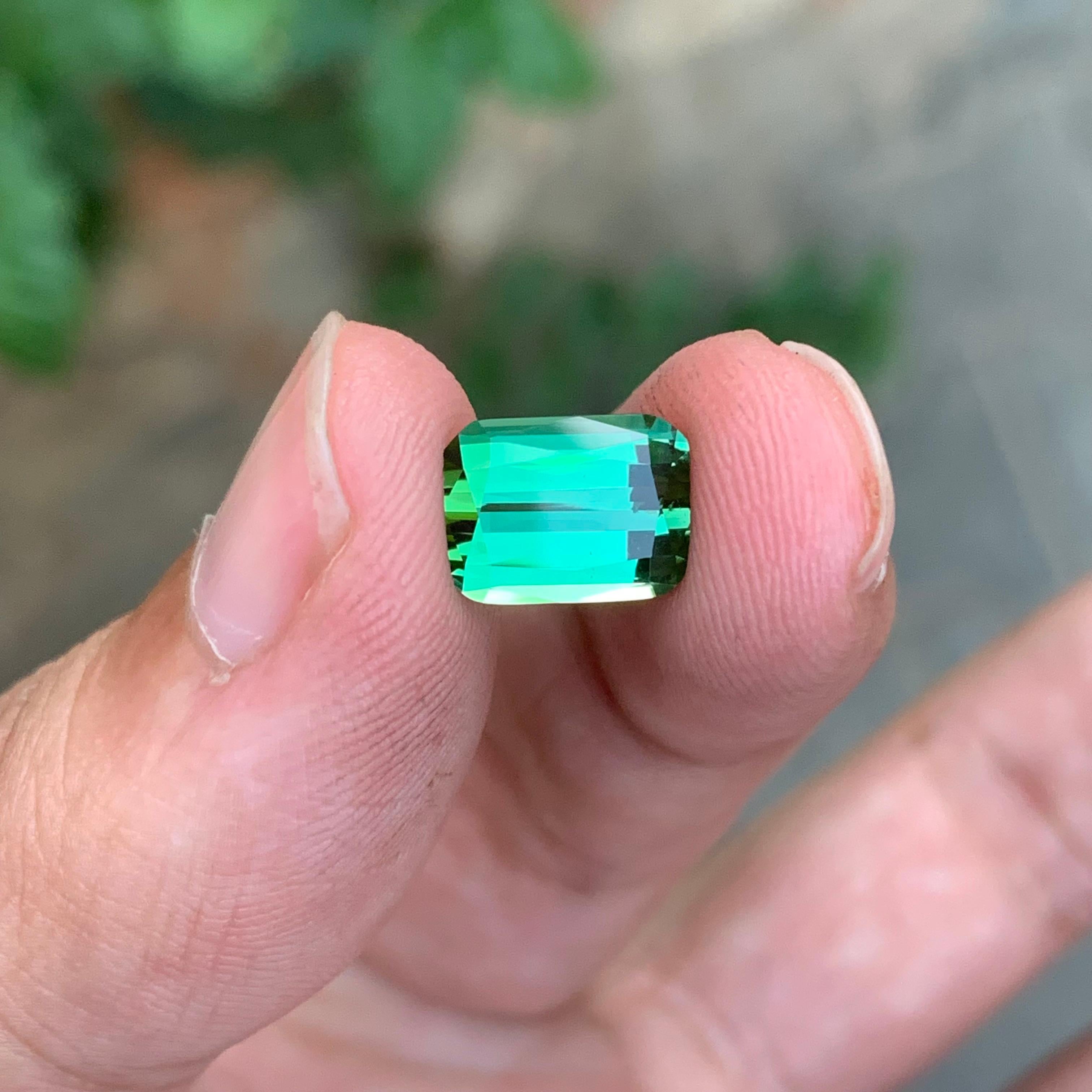3.30 Carat Natural Loose Green Tourmaline Emerald Shape Gemstone For Sale 5