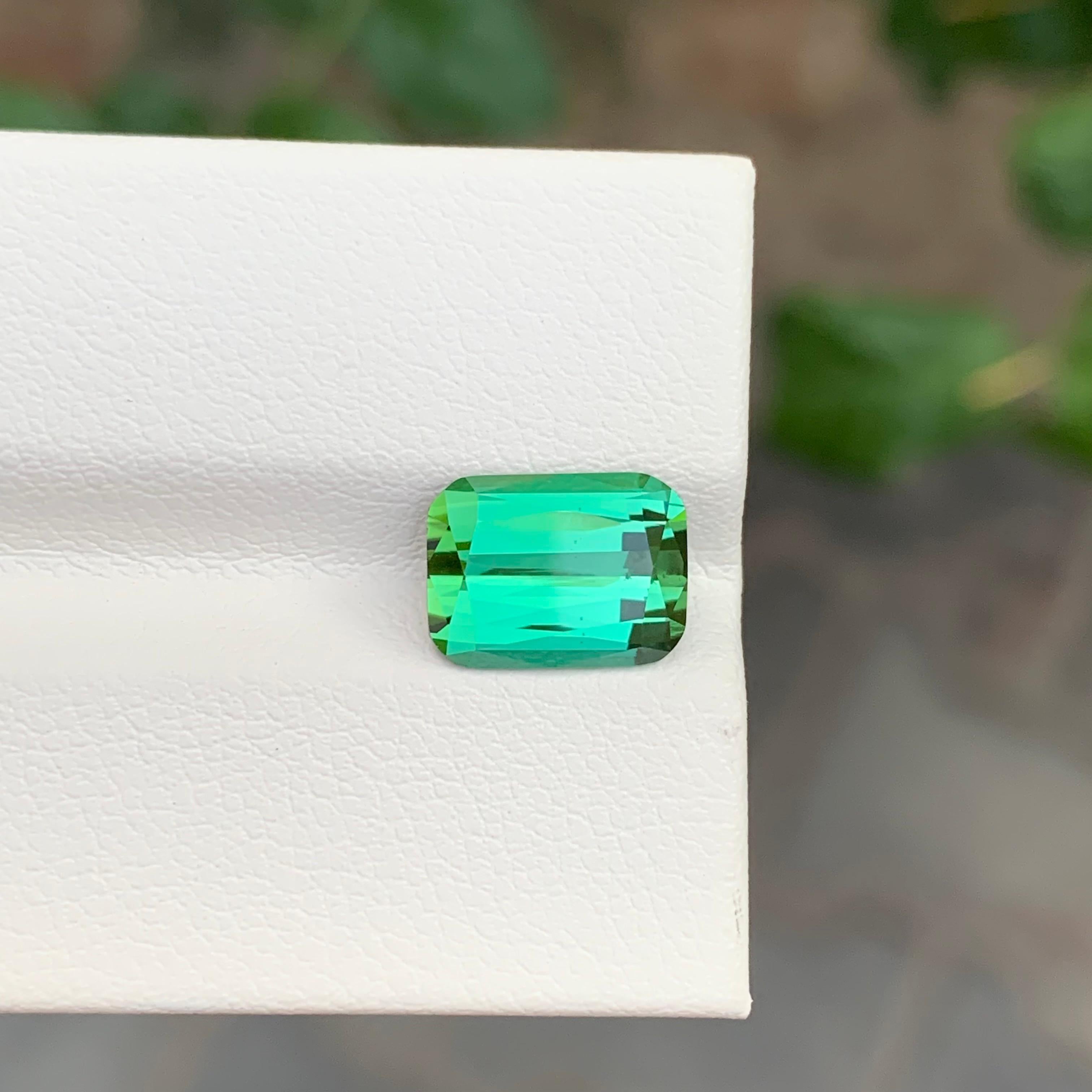 3.30 Carat Natural Loose Green Tourmaline Emerald Shape Gemstone For Sale 7
