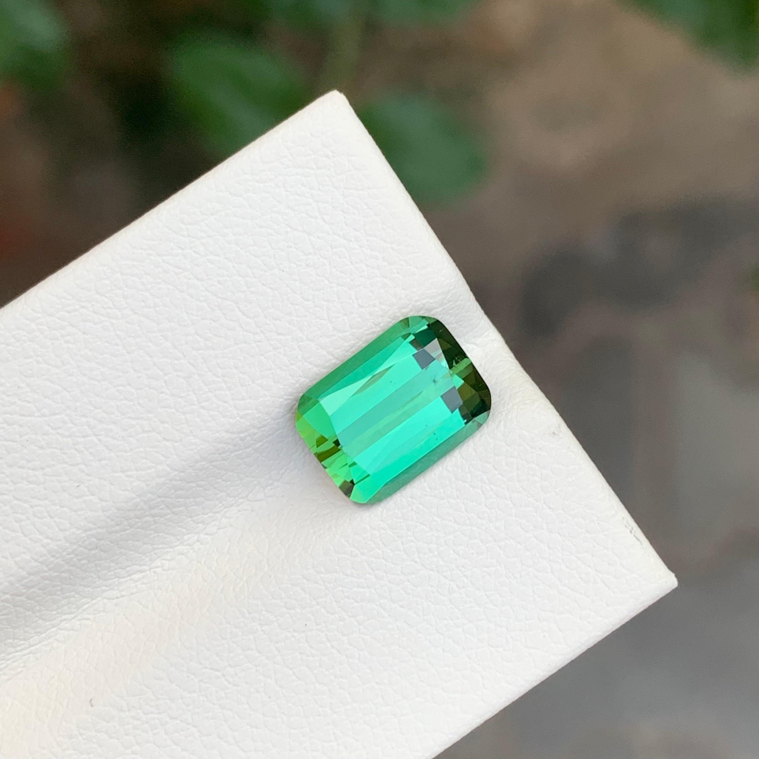 Emerald Cut 3.30 Carat Natural Loose Green Tourmaline Emerald Shape Gemstone For Sale