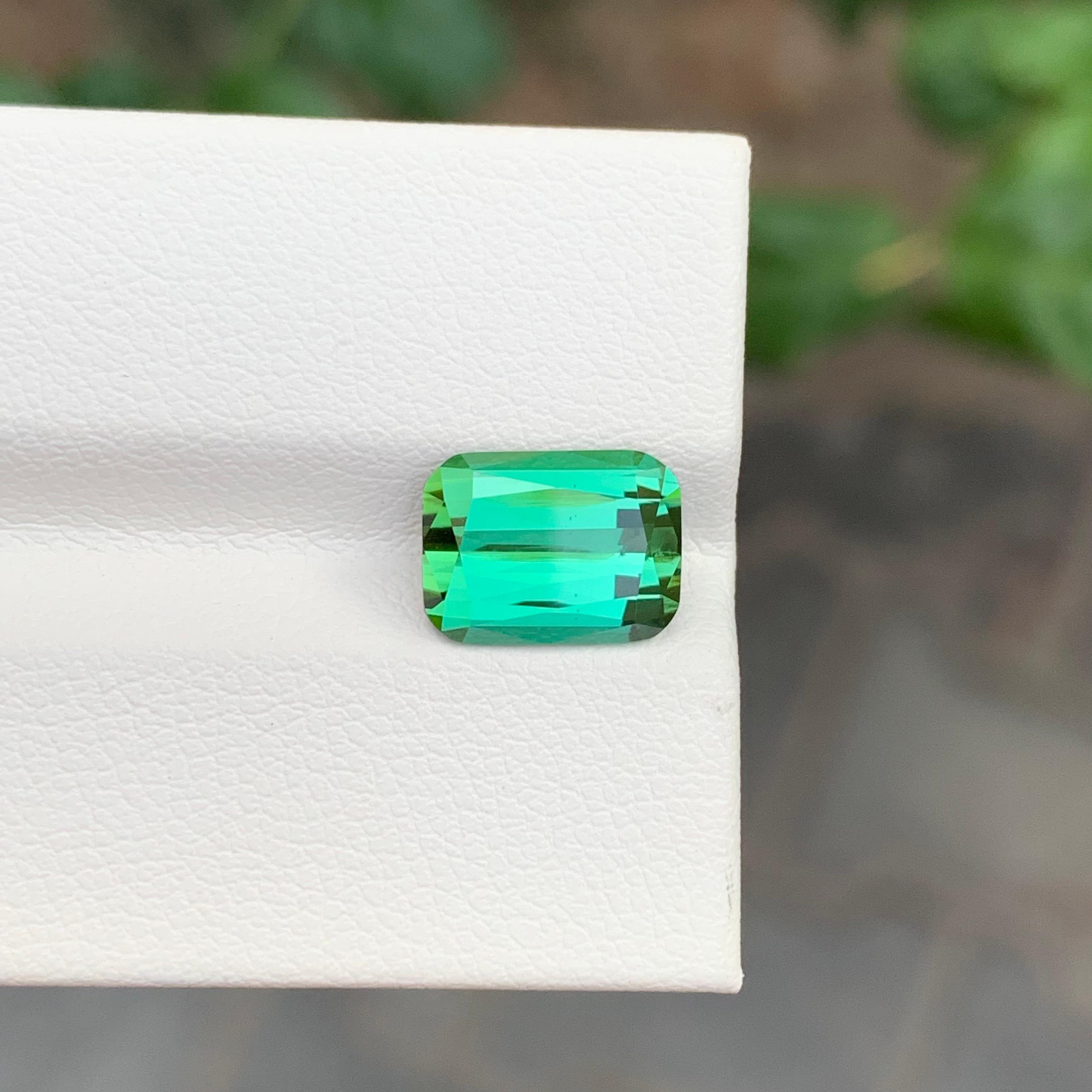 3.30 Carat Natural Loose Green Tourmaline Emerald Shape Gemstone For Sale 1