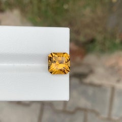 3.30 Carat Natural Loose Orange Citrine Stone Asscher Cut Brazilian Gemstone
