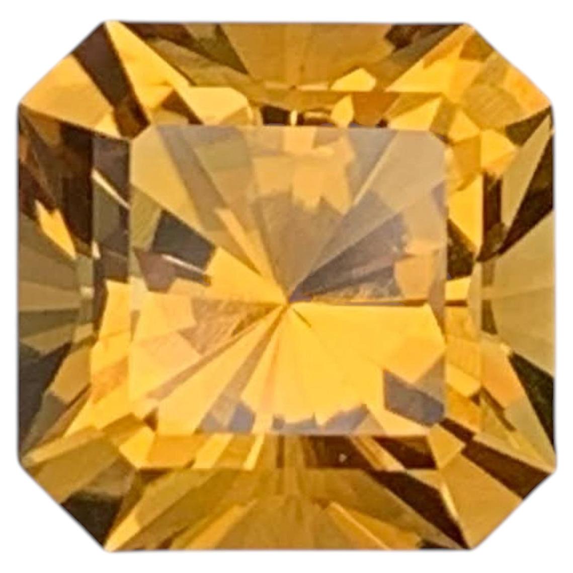 3.30 Carat Natural Loose Orange Citrine Stone Asscher Cut Brazilian Gemstone For Sale
