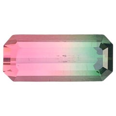3.30 Carat Natural Loose Parti Tourmaline Long Emerald Shape Gemstone