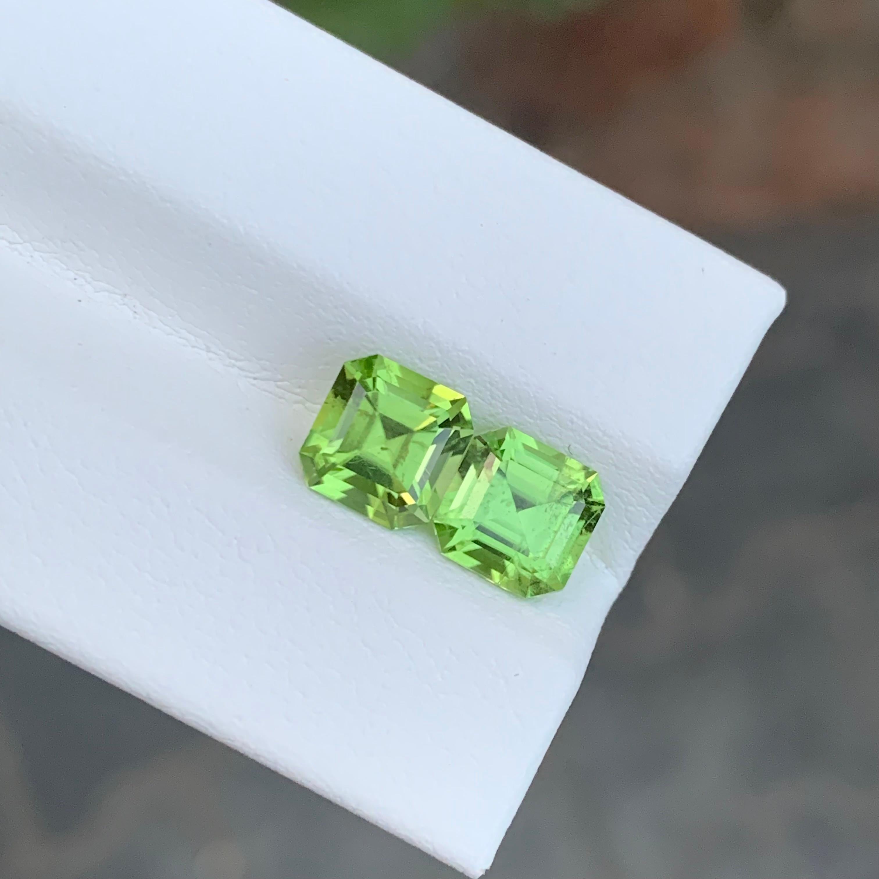 Pièces de péridot en vrac 

Poids : 3.30 Carats
Tailles : 1,55 et 1,65 carats 
Origine : Pakistan
Forme : Coussin
Couleur : Vert 
Traitement : Non

Le péridot pakistanais est une variété étonnante de la pierre précieuse verte péridot, connue pour sa