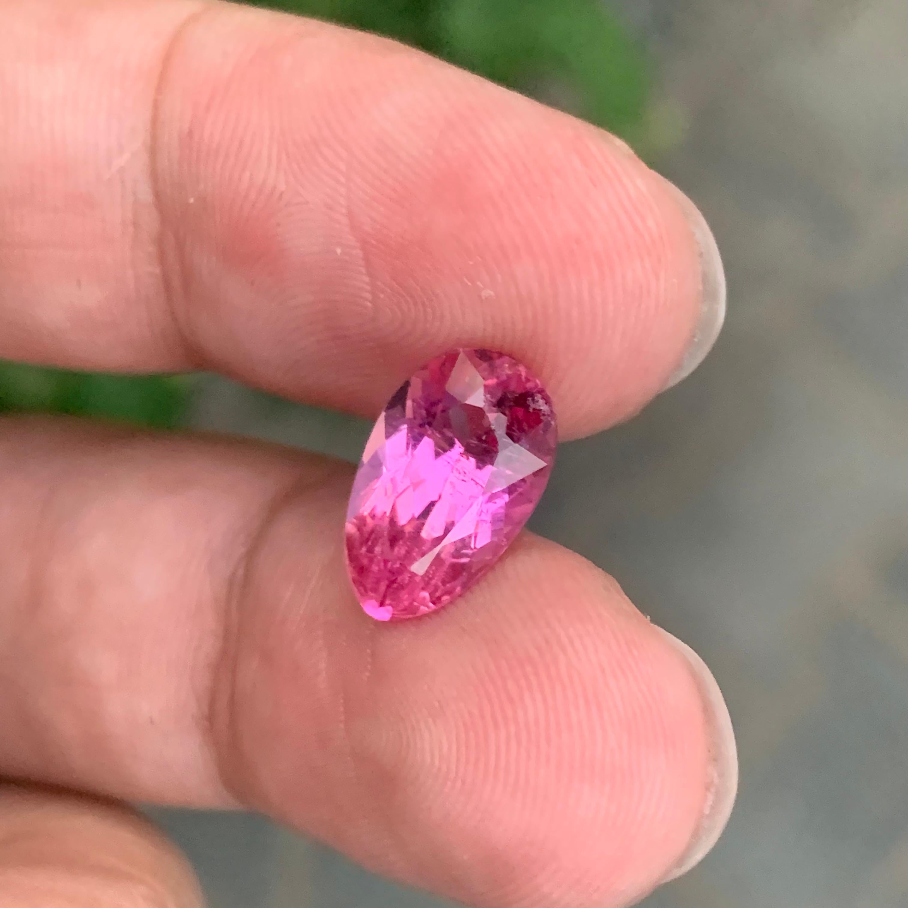 Pear Cut 3.30 Carat Natural Loose Pink Tourmaline Pear Shape Gemstone For Sale