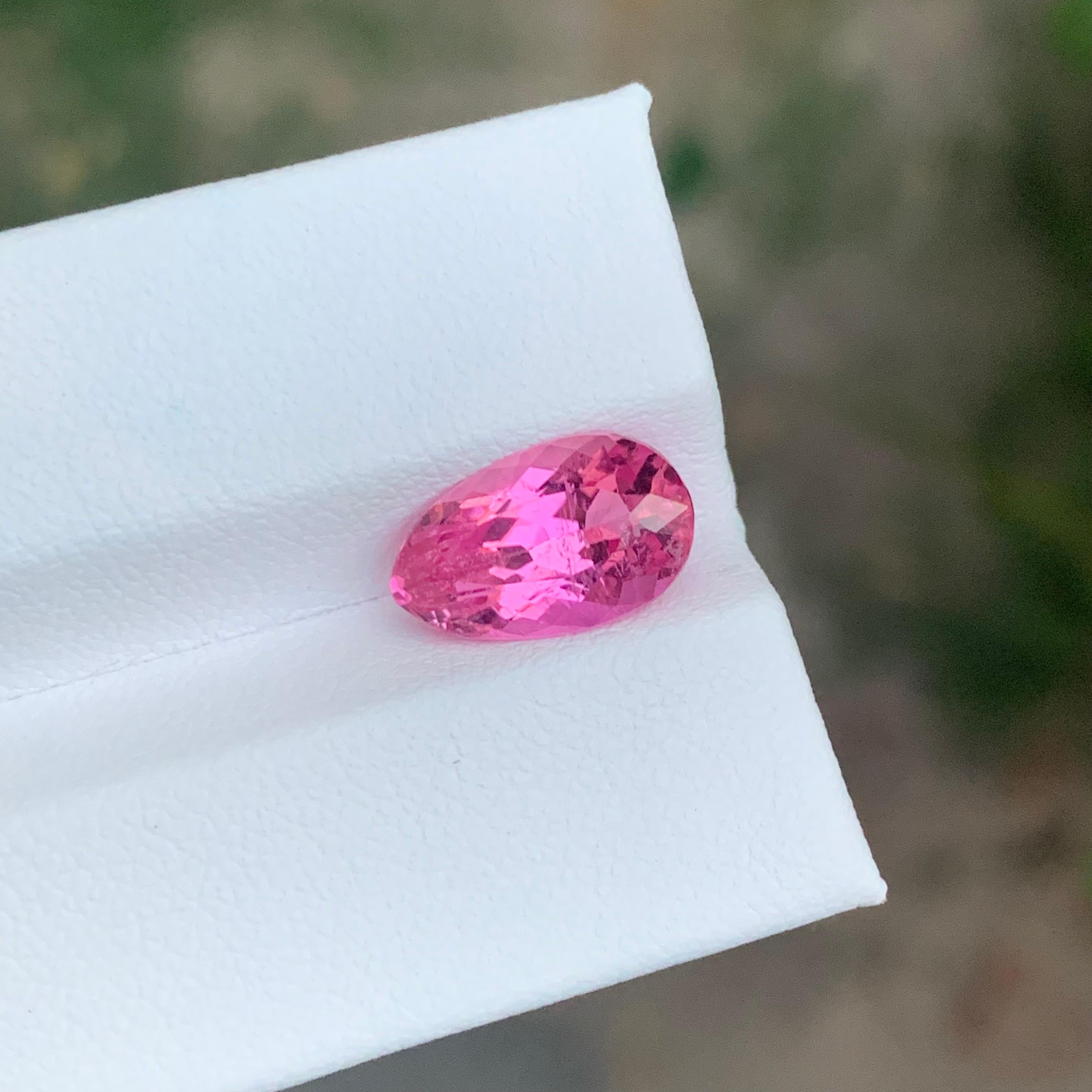 3.30 Carat Natural Loose Pink Tourmaline Pear Shape Gemstone For Sale 1