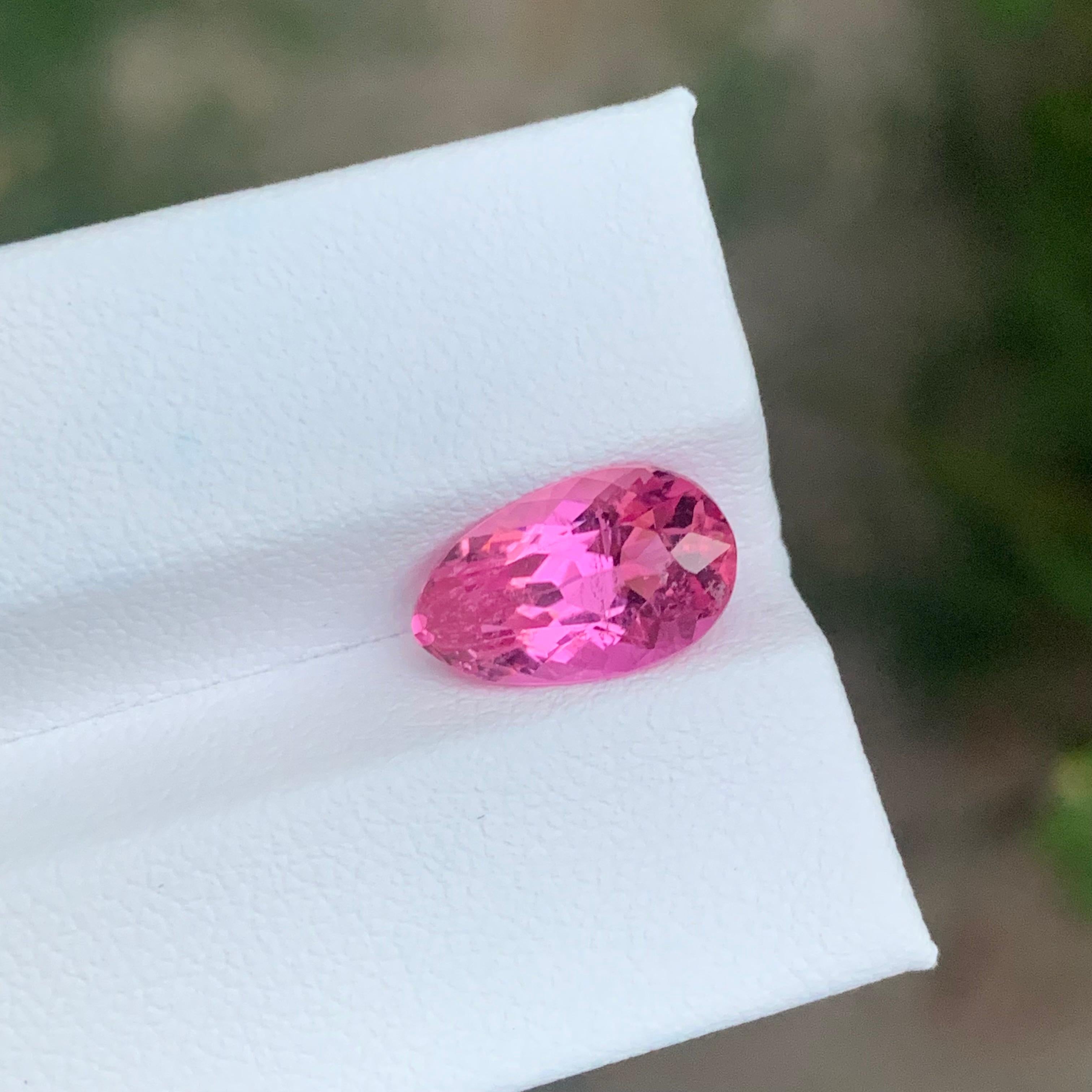 3.30 Carat Natural Loose Pink Tourmaline Pear Shape Gemstone For Sale 2