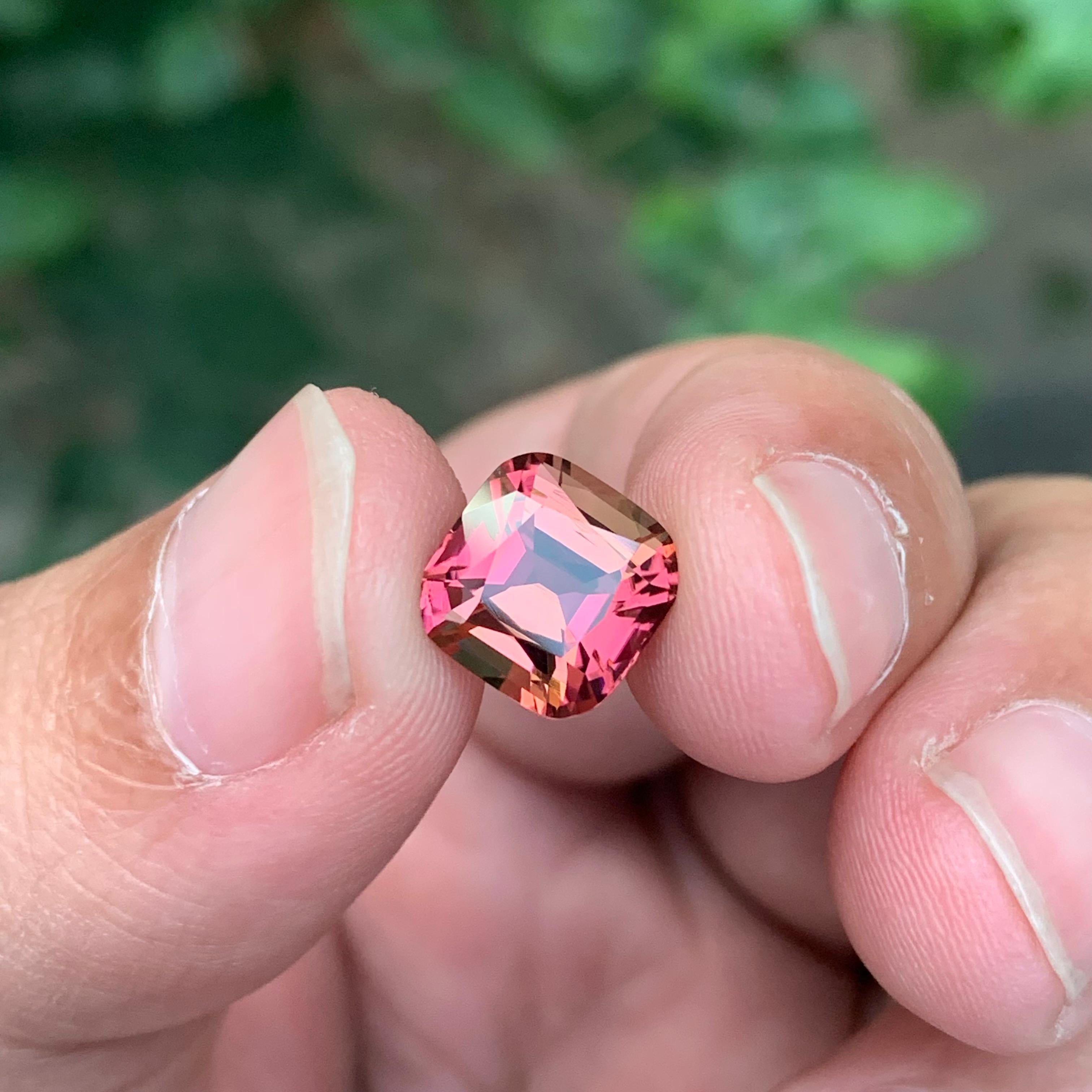 3.30 Carat Natural Loose Pink Tourmaline With Orange Shade Gemstone For Sale 4