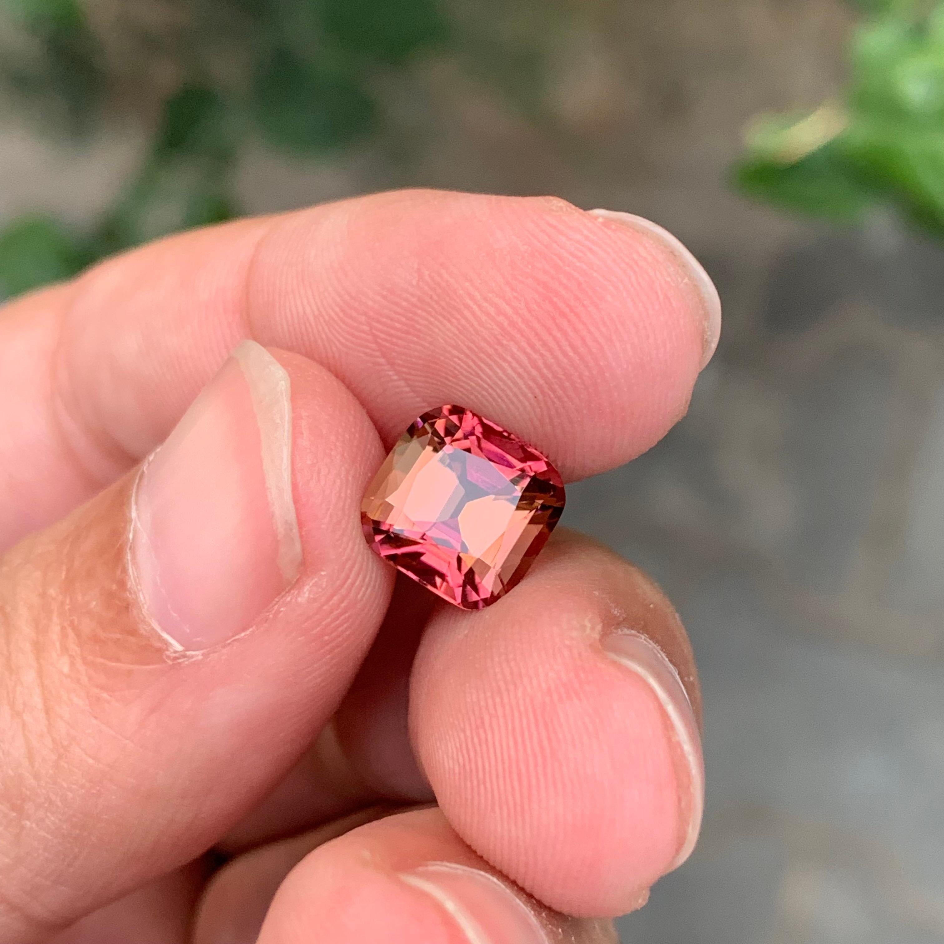 3.30 Carat Natural Loose Pink Tourmaline With Orange Shade Gemstone For Sale 5