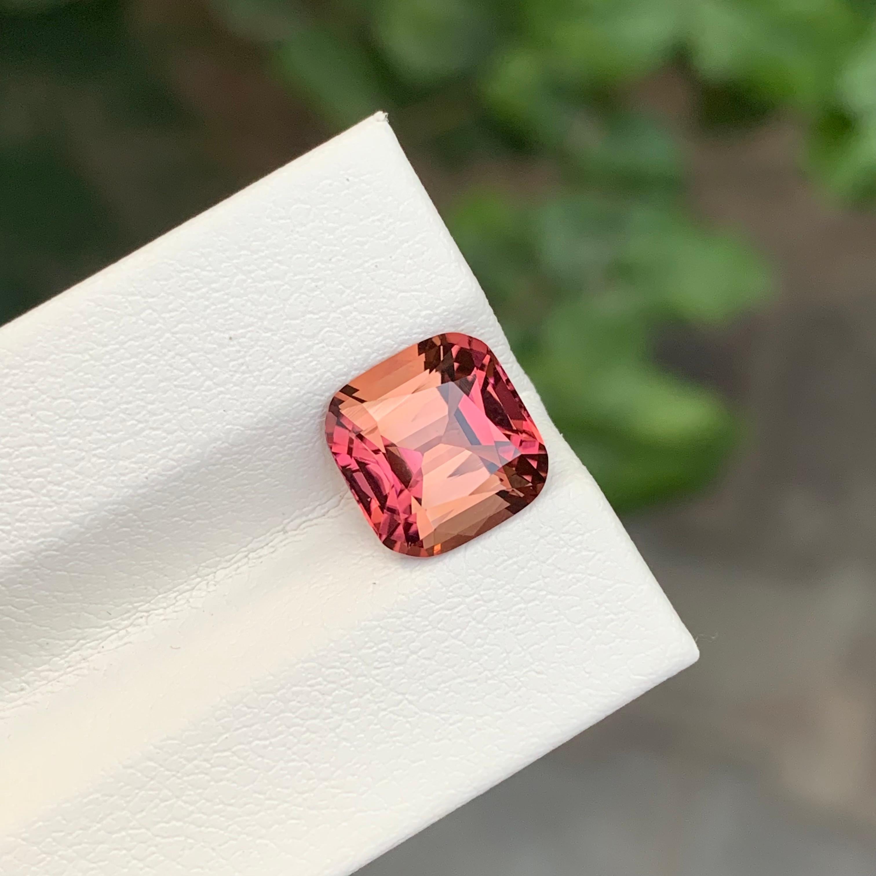 Arts and Crafts 3.30 Carat Natural Loose Pink Tourmaline With Orange Shade Gemstone For Sale