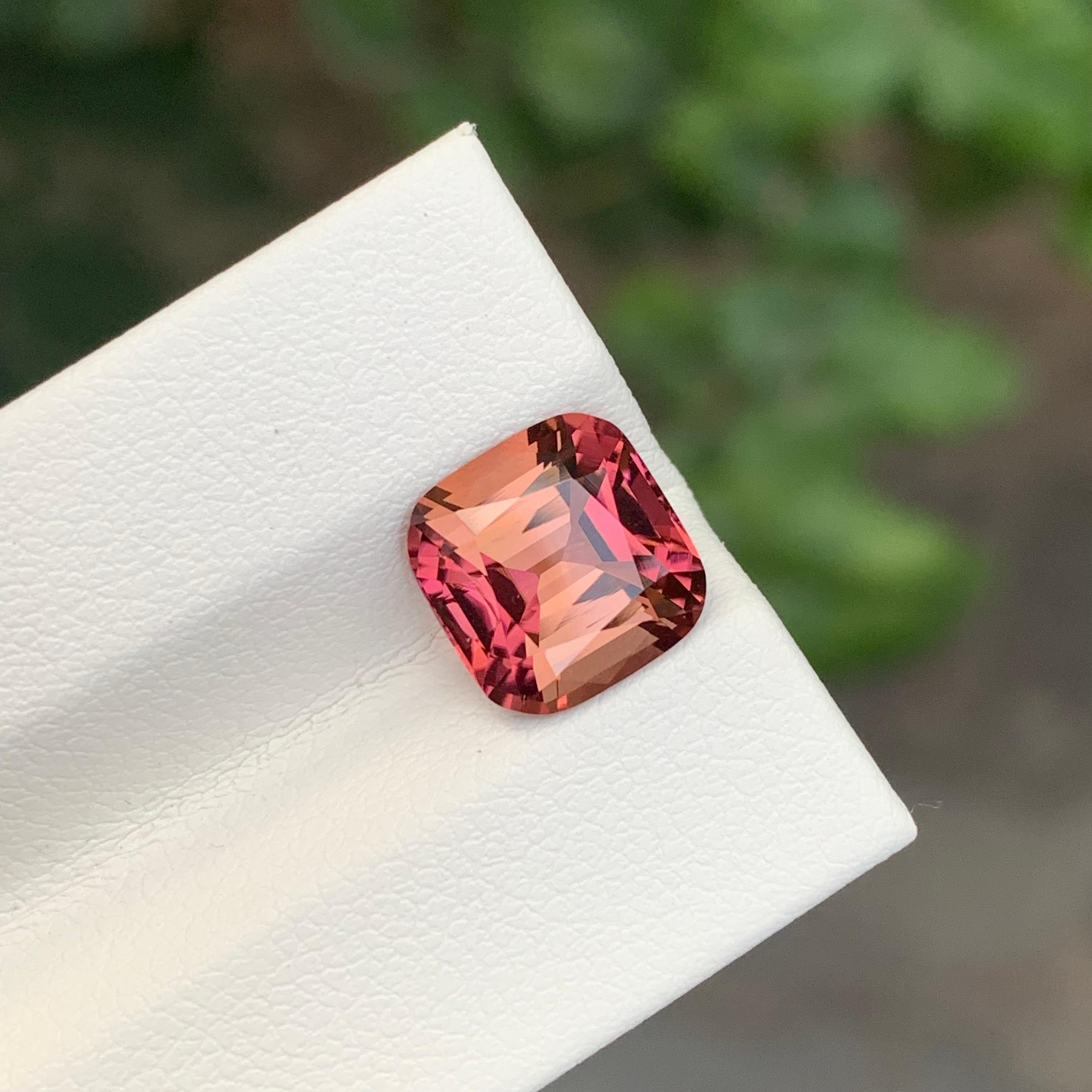 Women's or Men's 3.30 Carat Natural Loose Pink Tourmaline With Orange Shade Gemstone For Sale