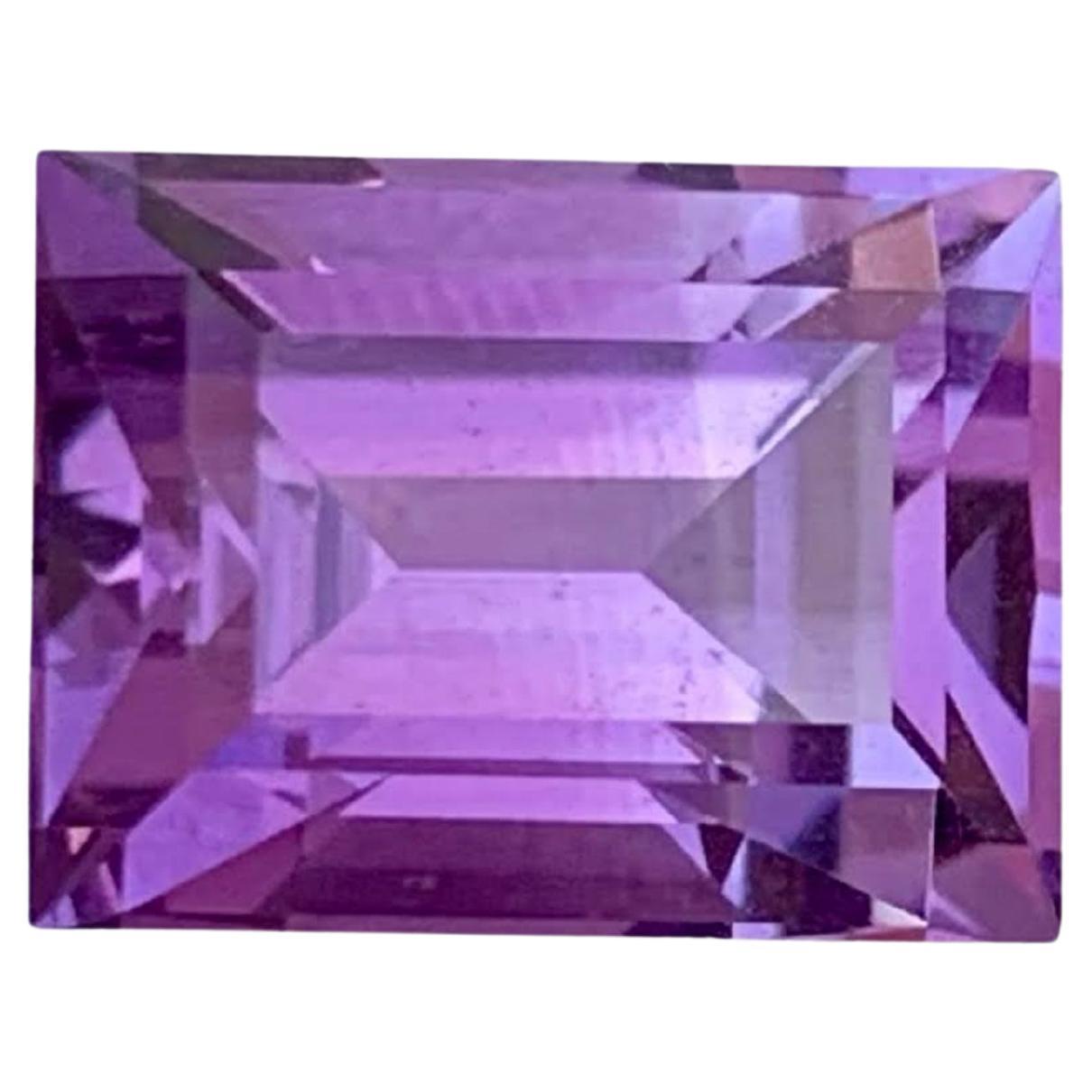 3.30 Carat Natural Loose Purple Amethyst Stone Baguette Cut Brazilian Gemstone For Sale