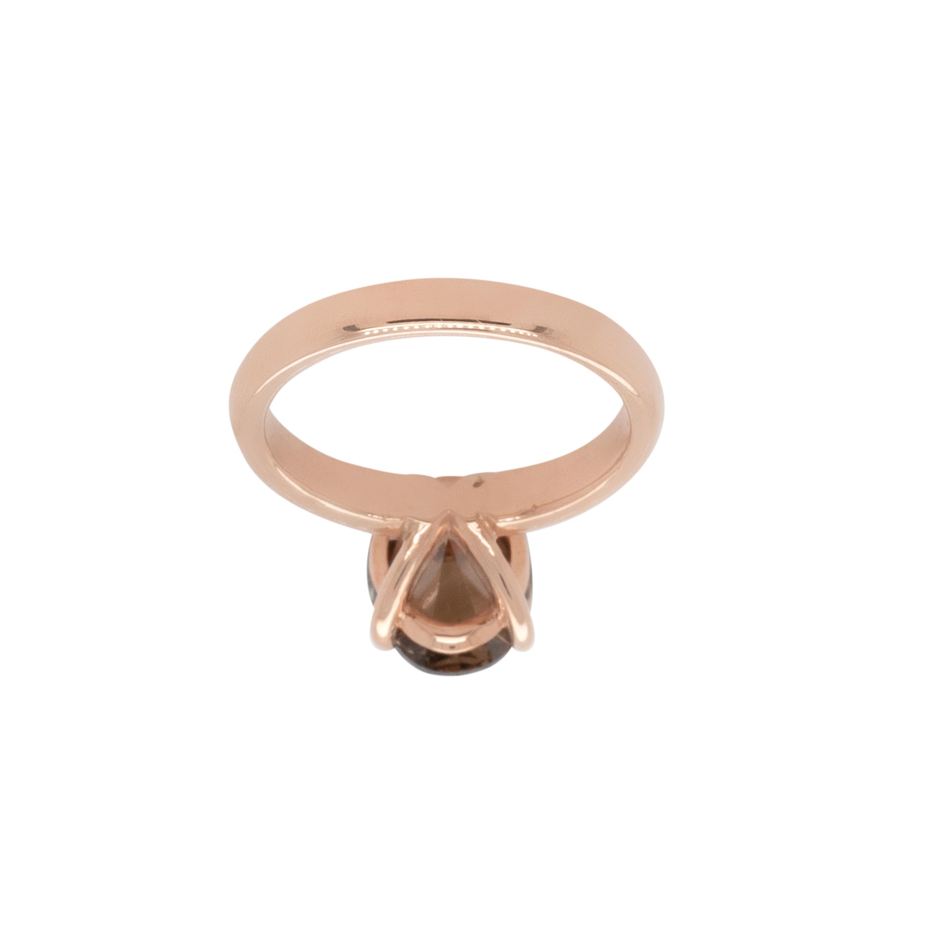 Anillo solitario de diamante marrón fantasía de corte oval natural de 3,30 quilates en venta 4