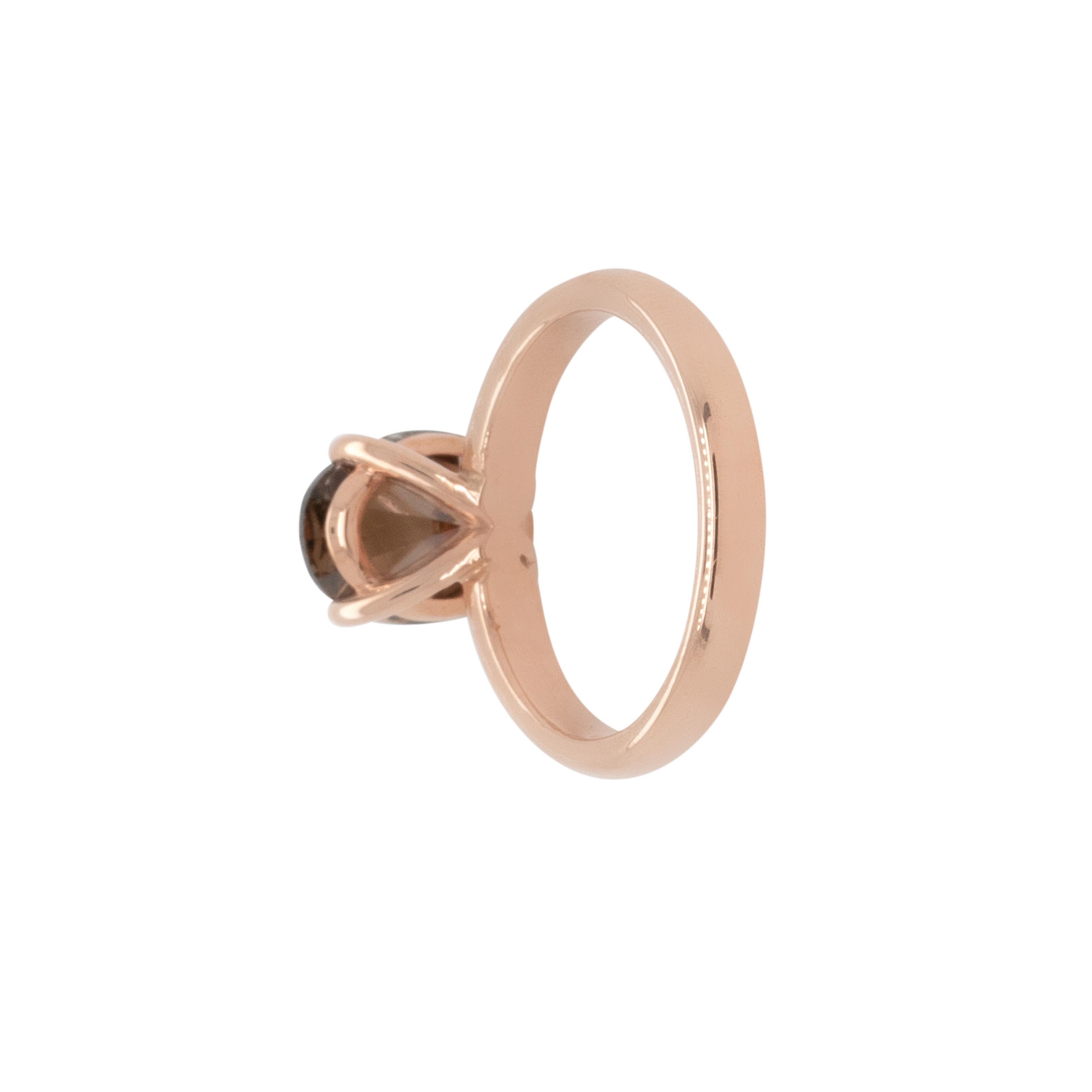 Anillo solitario de diamante marrón fantasía de corte oval natural de 3,30 quilates en venta 11