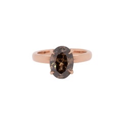 3.30 Carat Natural Oval Cut Fancy Brown Diamond Solitaire Ring