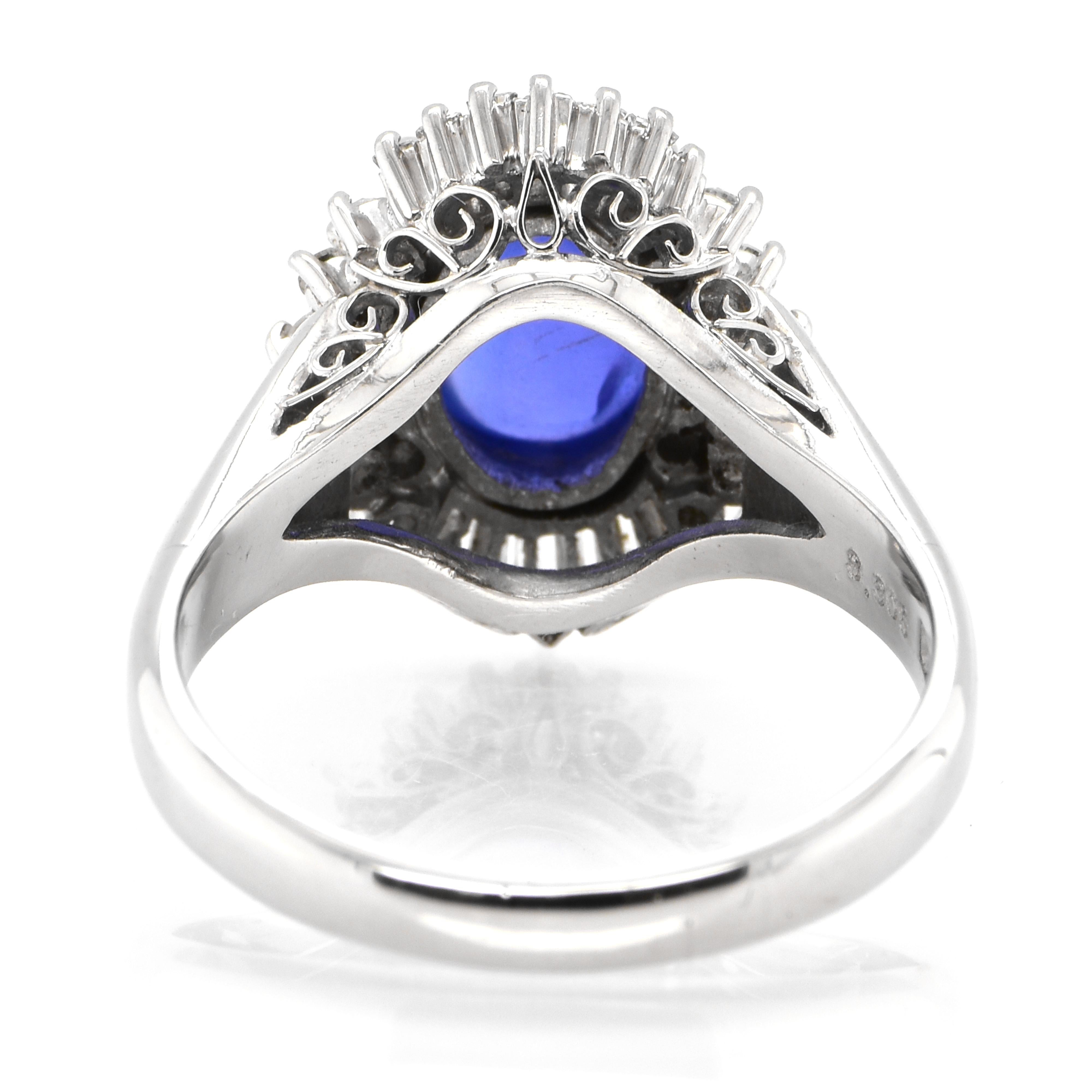 3.30 Carat Natural Star Sapphire and Diamond Ballerina Ring Made in Platinum 1