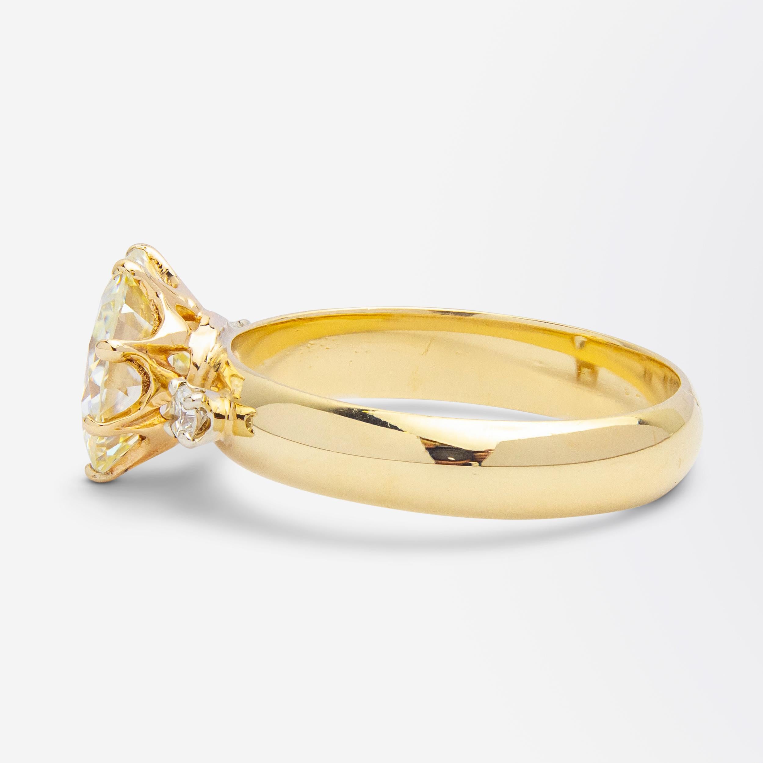 Taille vieille Europe Bague avec diamant taille européenne ancienne de 3,30 carats en vente