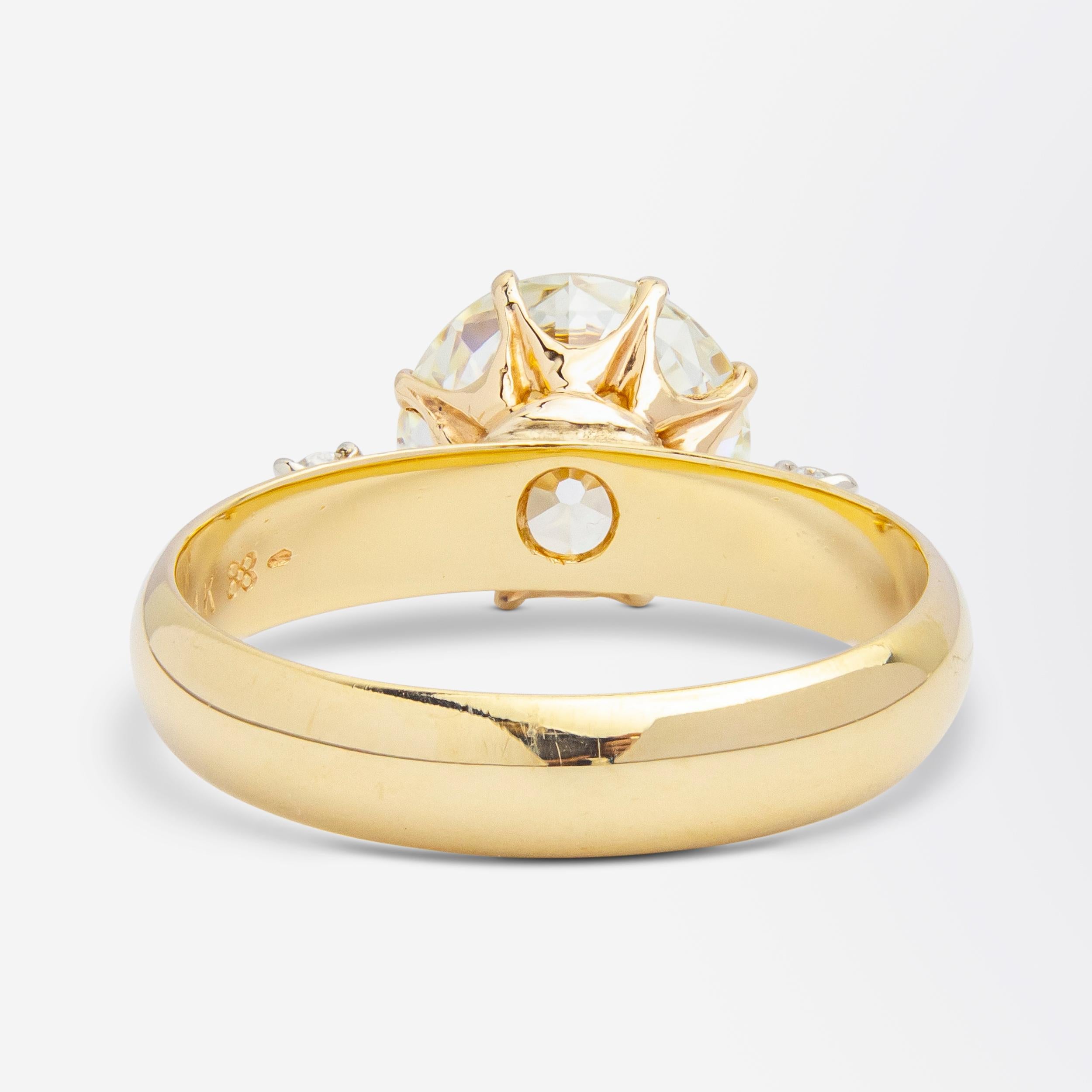 Bague avec diamant taille européenne ancienne de 3,30 carats Excellent état - En vente à Brisbane City, QLD