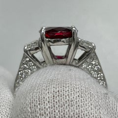 3.30 Carat Oval Ruby & Diamond Platinum Ring