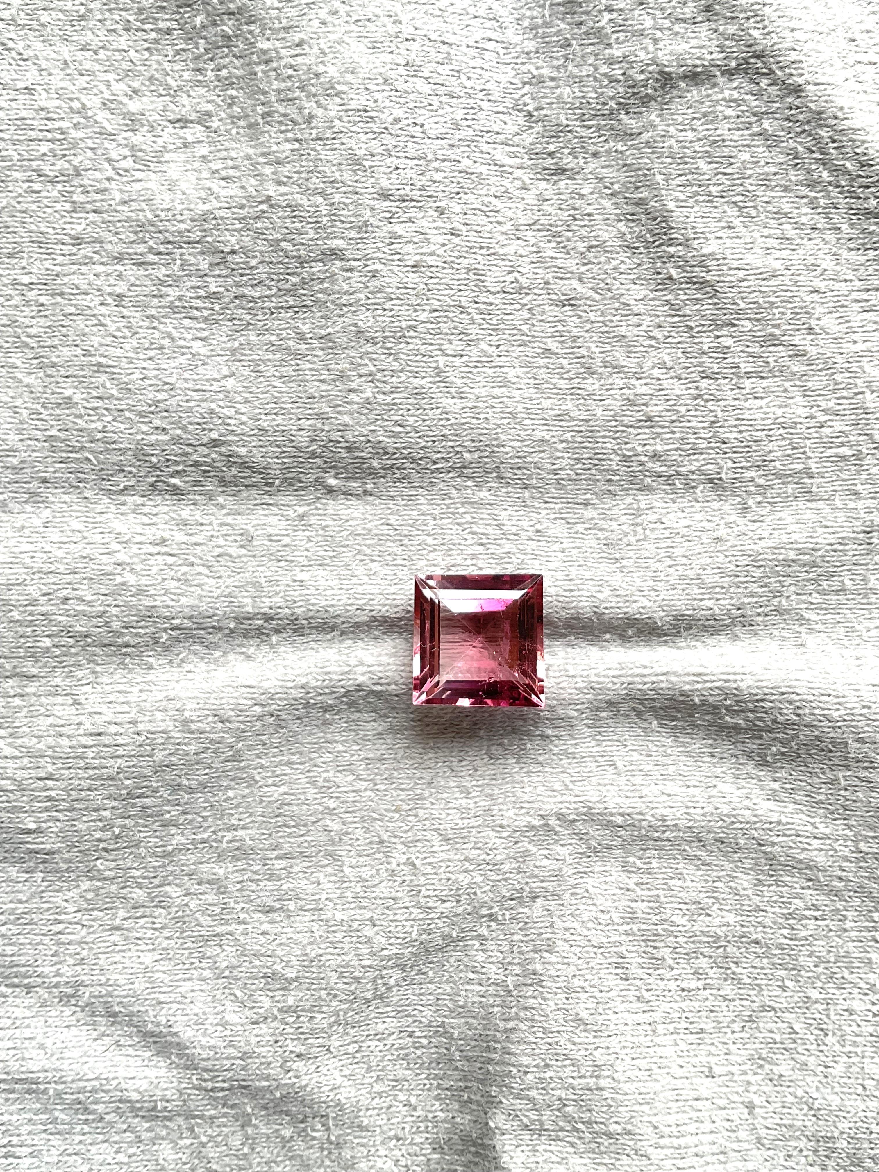 da uomo o donna Tormalina rosa da 3,30 carati taglio quadrato sfaccettato Pietra naturale di alta qualità in vendita
