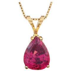 3.30 Carat Pink Tourmaline Yellow Gold Necklace