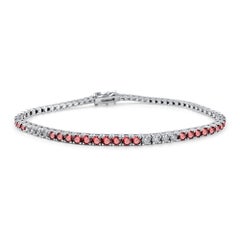 3.30 Carat Ruby and Diamond Tennis Bracelet in 14K White Gold, 7 Inches