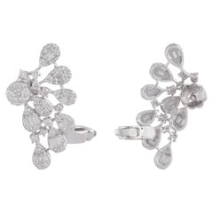 3.30 Carat SI Clarity HI Color Diamond Ear Cuff Earrings 18 Karat White Gold