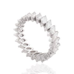 3,30 quilates SI Claridad HI Color Diamante Marquesa Anillo de oro blanco de 18k Joyas