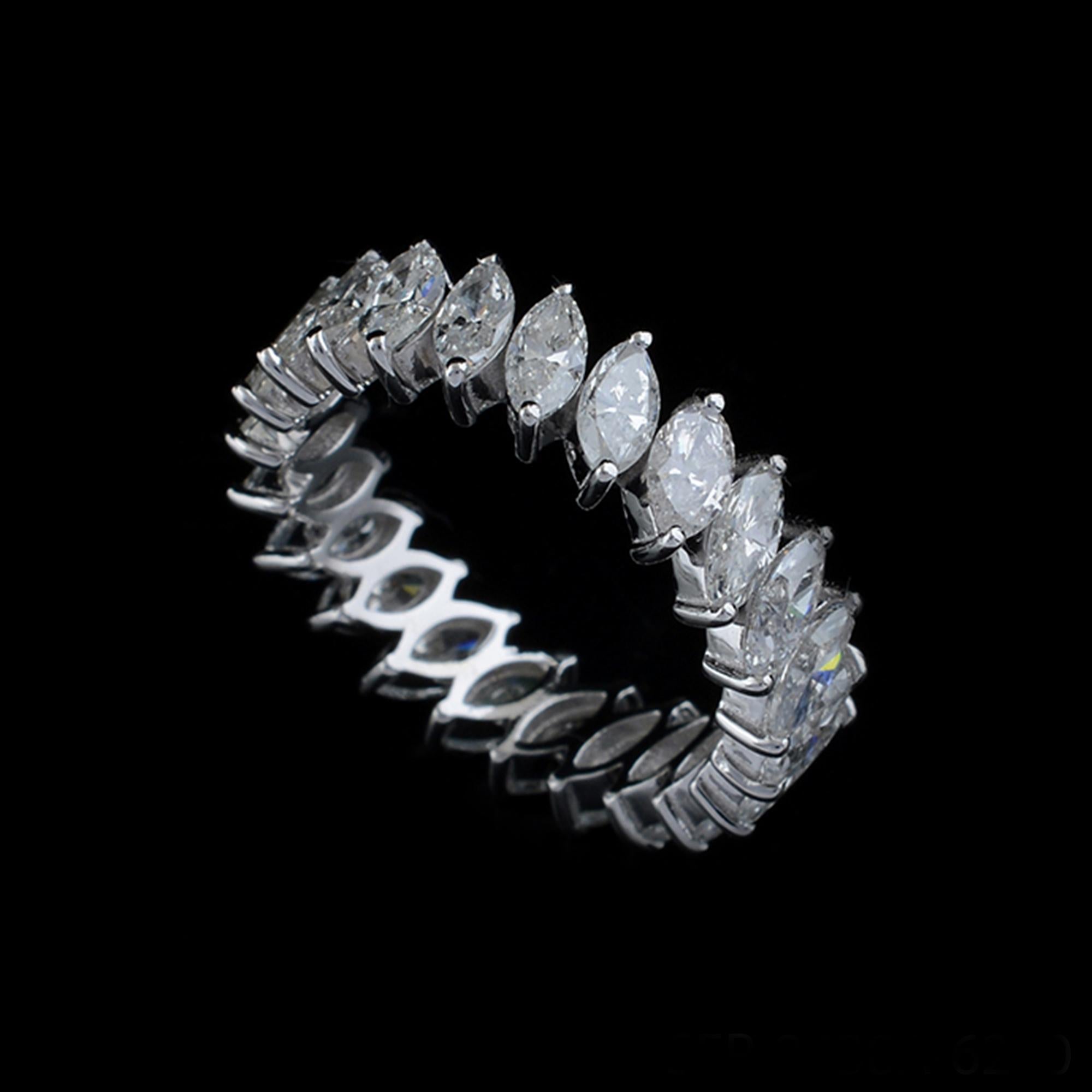For Sale:  3.30 Carat SI Clarity HI Color Marquise Diamond Band Ring 18k White Gold Jewelry 5
