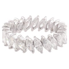 3,30 Karat SI Reinheit HI Farbe Marquise Diamant-Ring 18k Weißgold Schmuckstück