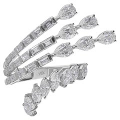 3.30 Carat SI/H Multi Brilliant Cut Diamond Ring 14 Karat White Gold Jewelry