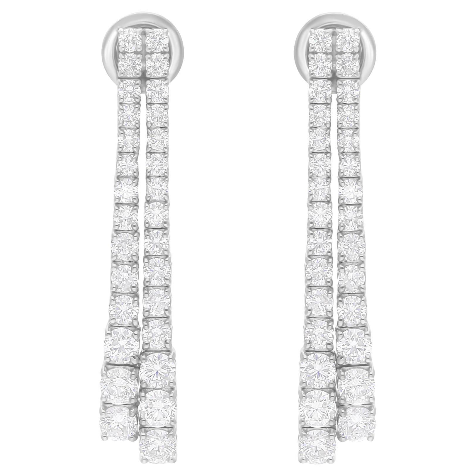 3.30 Carat SI/H Round Brilliant Cut Diamond Earrings 14 Karat White Gold Jewelry