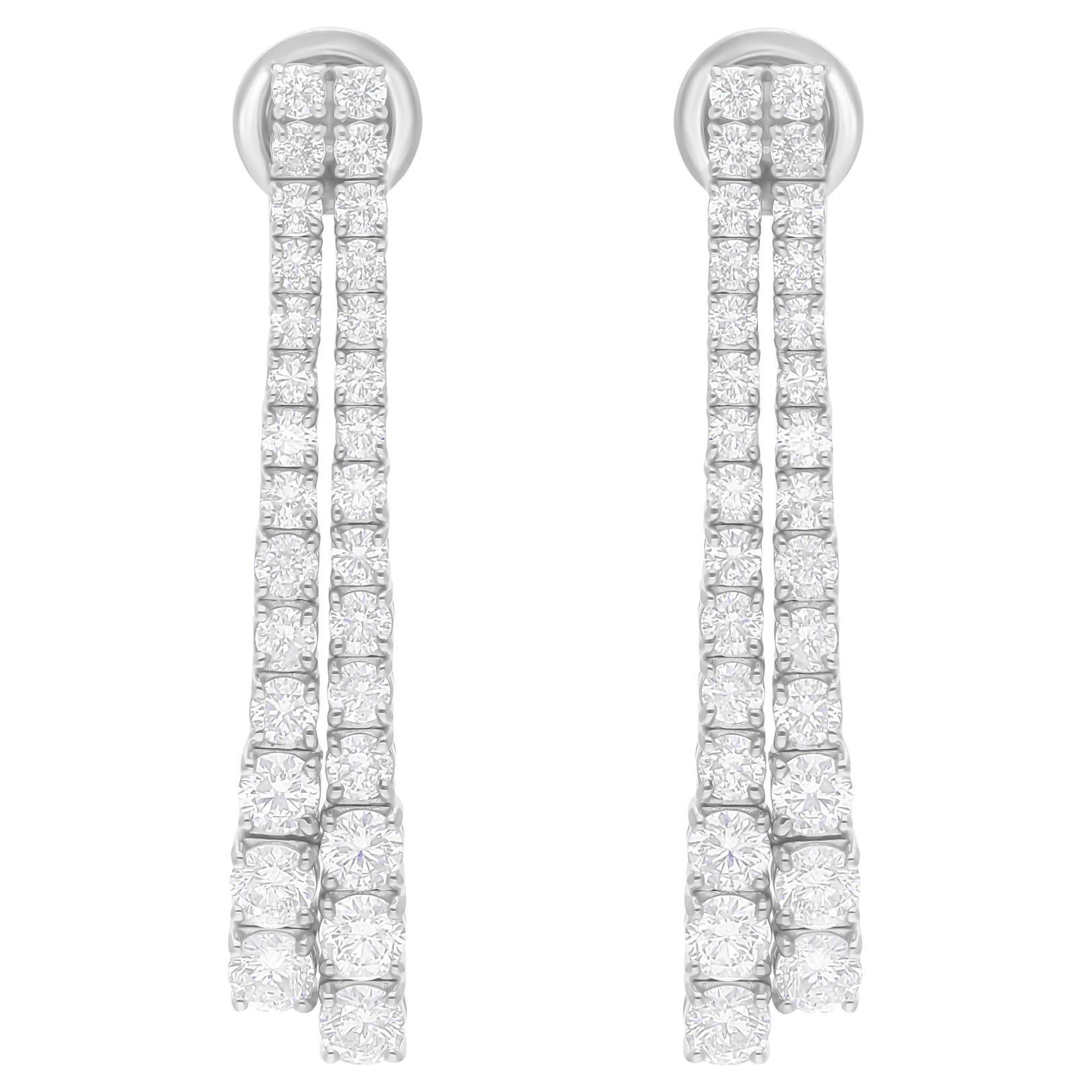 Orecchini di diamanti con taglio brillante rotondo da 3,30 carati SI/H Gioielli in oro bianco 14 carati
