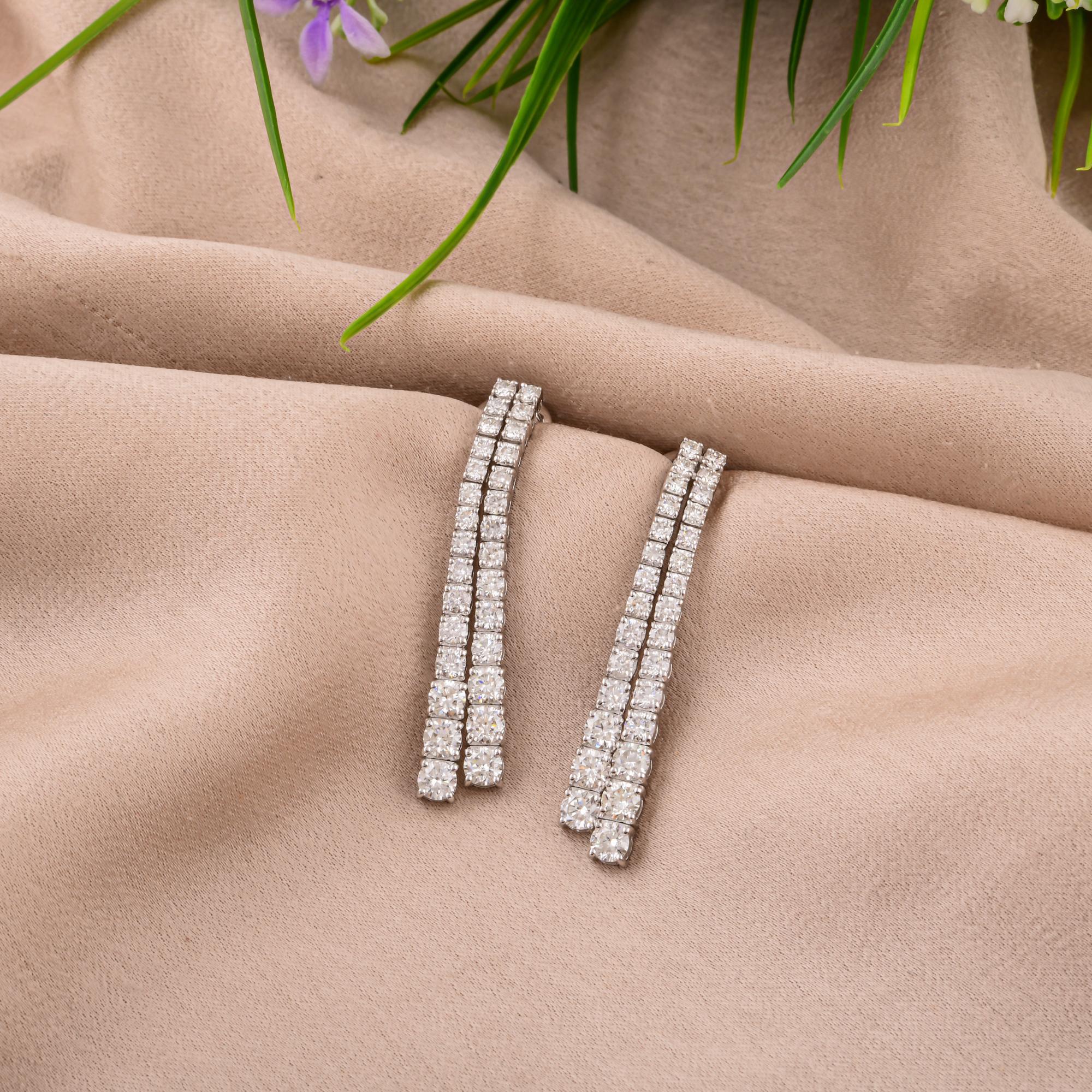 Round Cut 3.30 Carat SI/H Round Brilliant Cut Diamond Earrings 18 Karat White Gold Jewelry For Sale