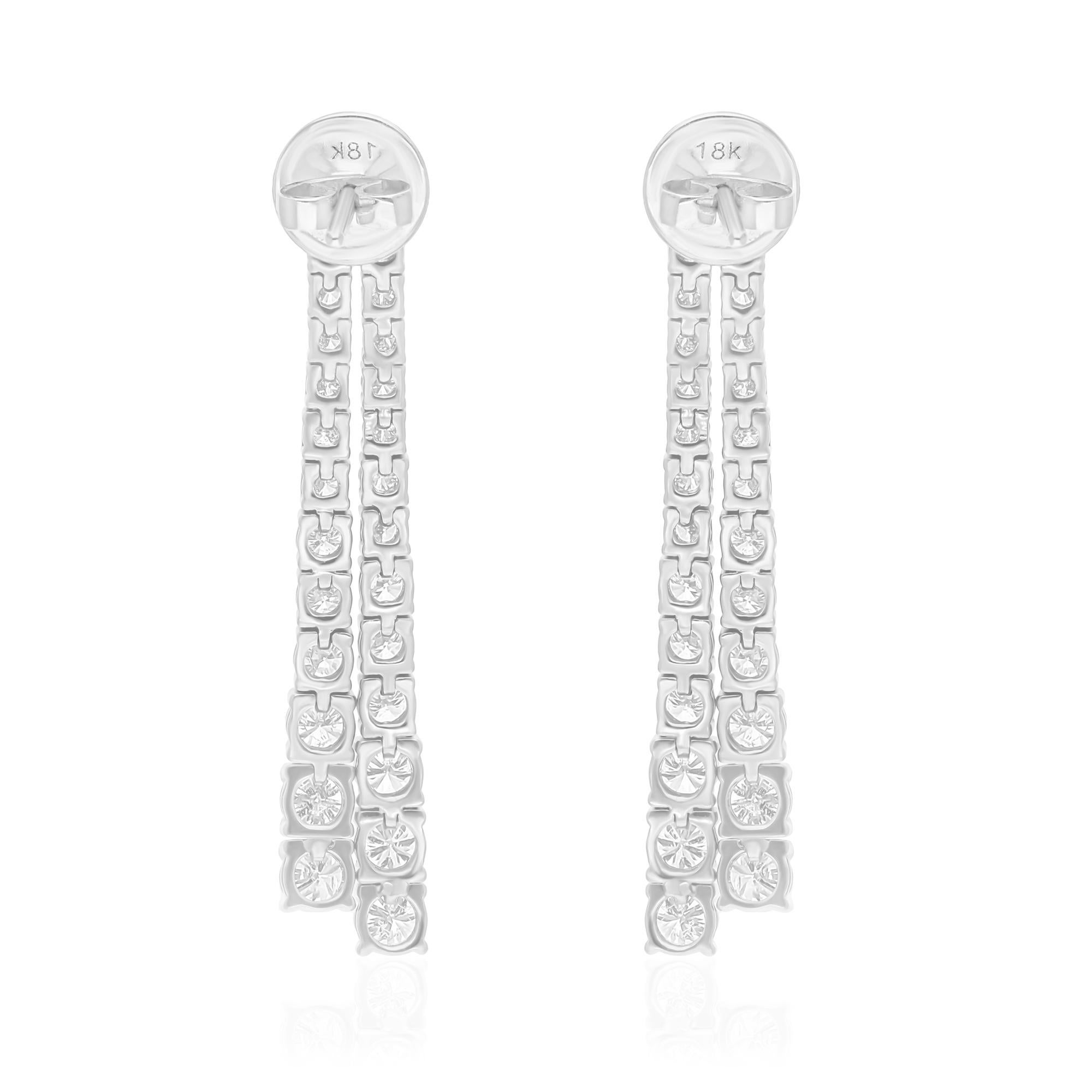 3.30 Carat SI/H Round Brilliant Cut Diamond Earrings 18 Karat White Gold Jewelry In New Condition For Sale In Diera, Dubai