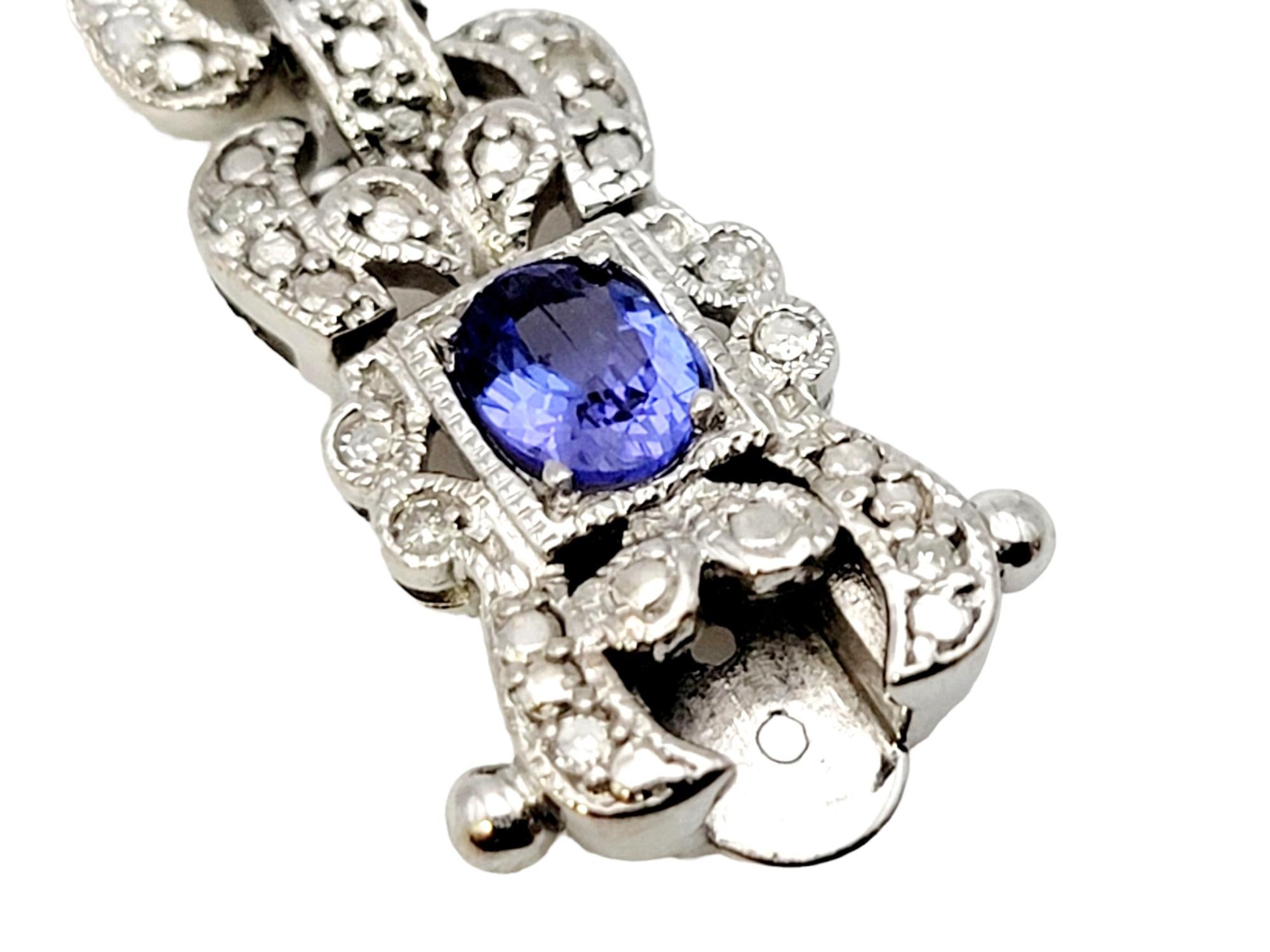 3.30 Carat Total Oval Tanzanite and Pave Diamond Milgrain Bracelet in White Gold For Sale 5